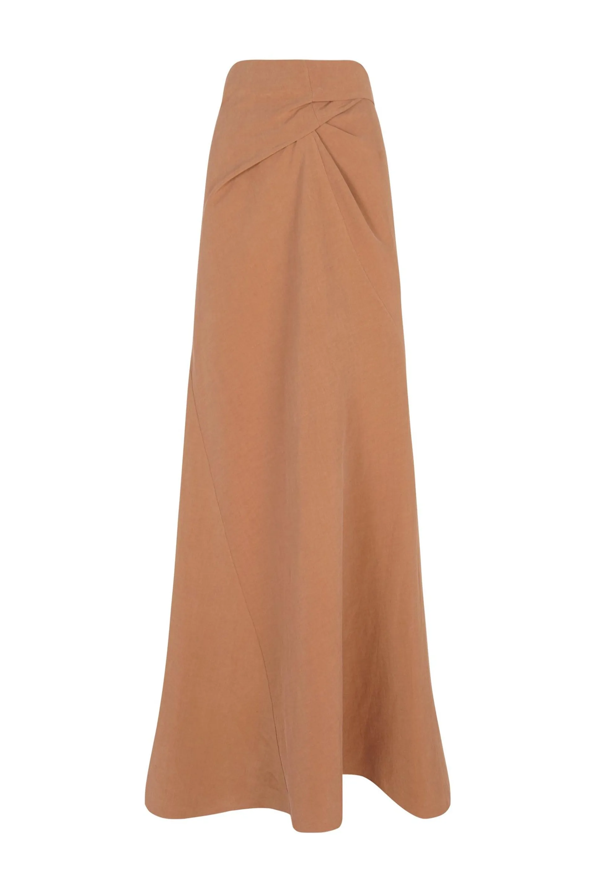 Tanami, terracotta long skirt in linen and silk