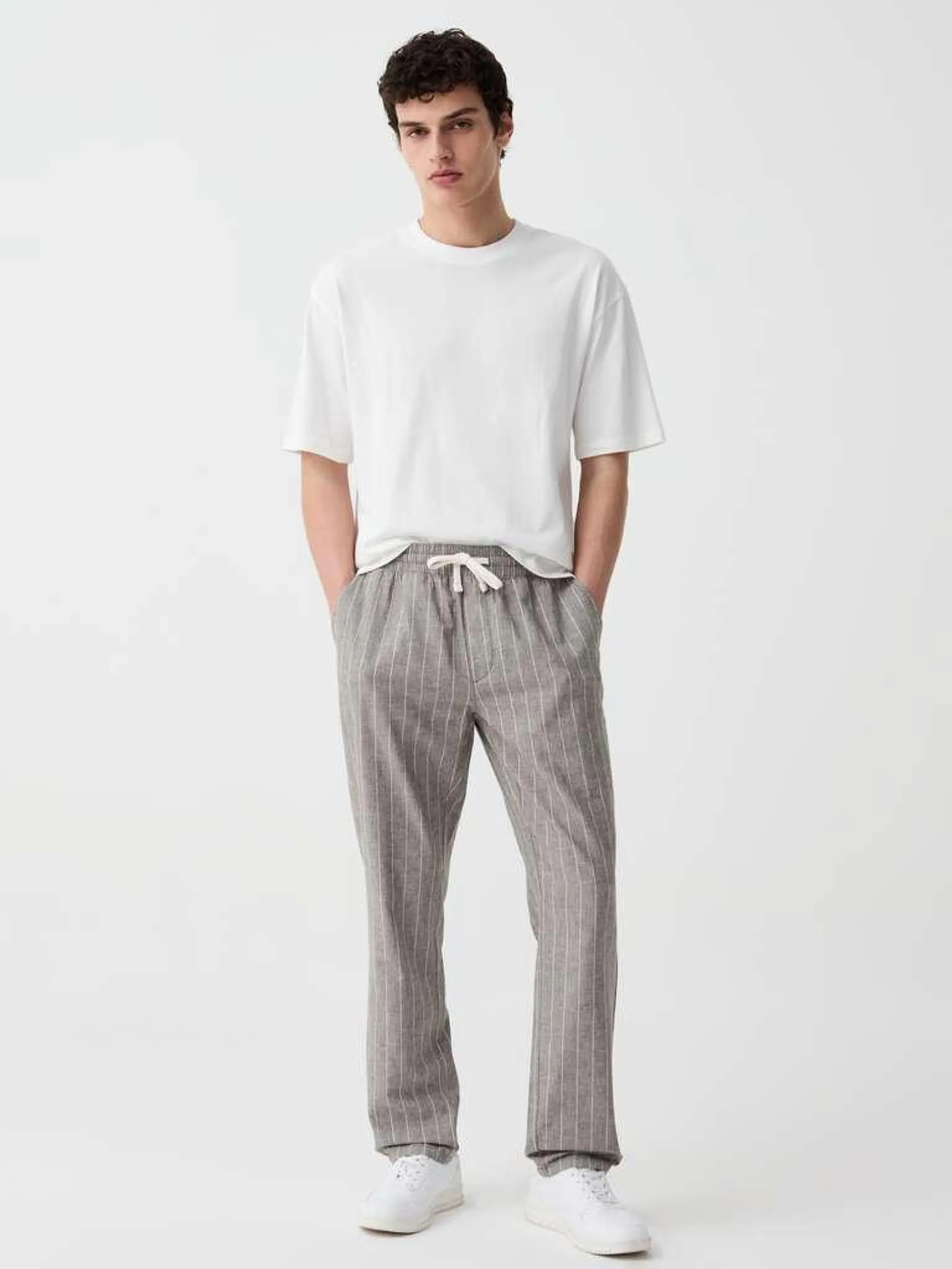 Sage Green Pinstriped chino joggers