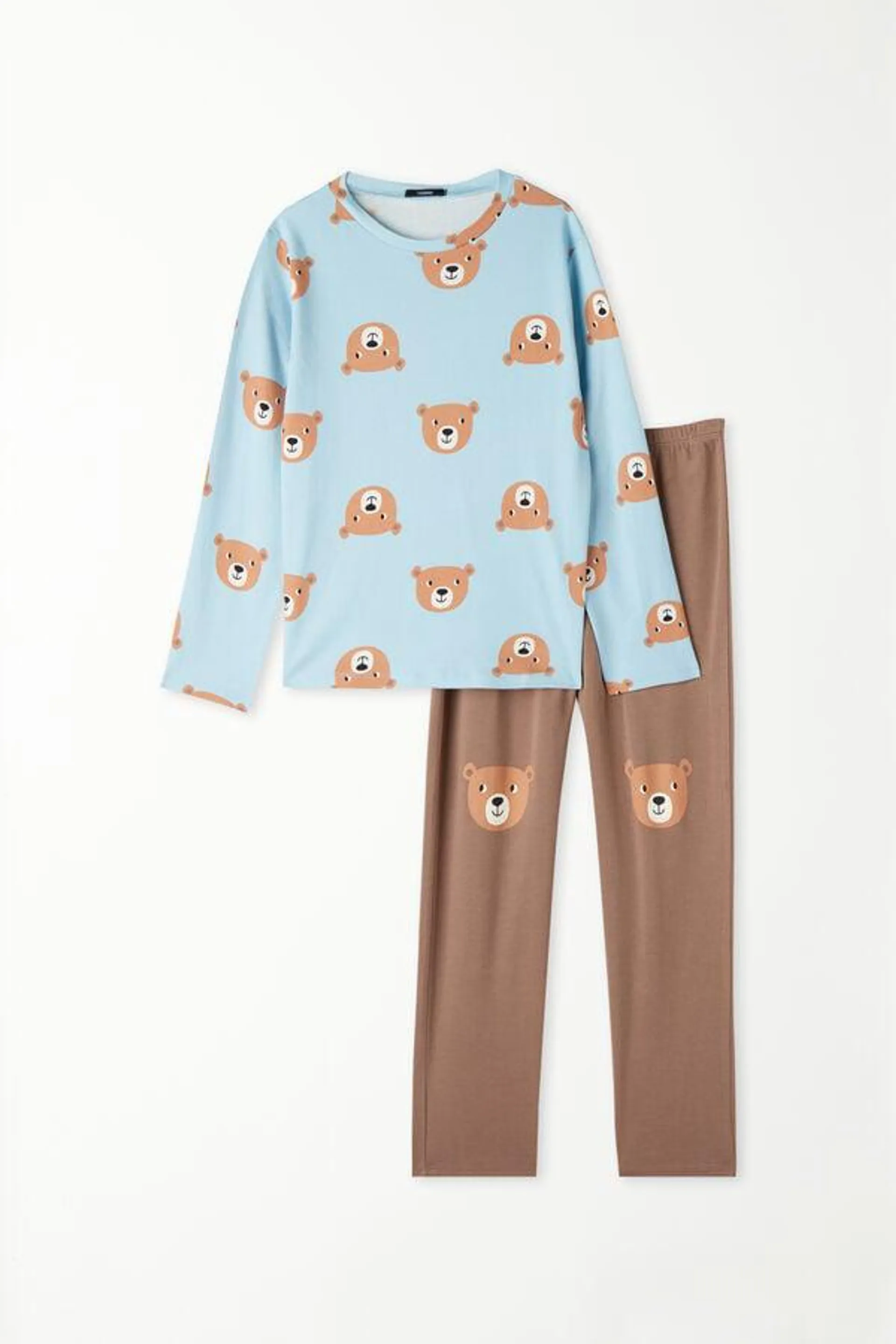 Pijama Largo de Algodón con Estampado de Ositos para Niño