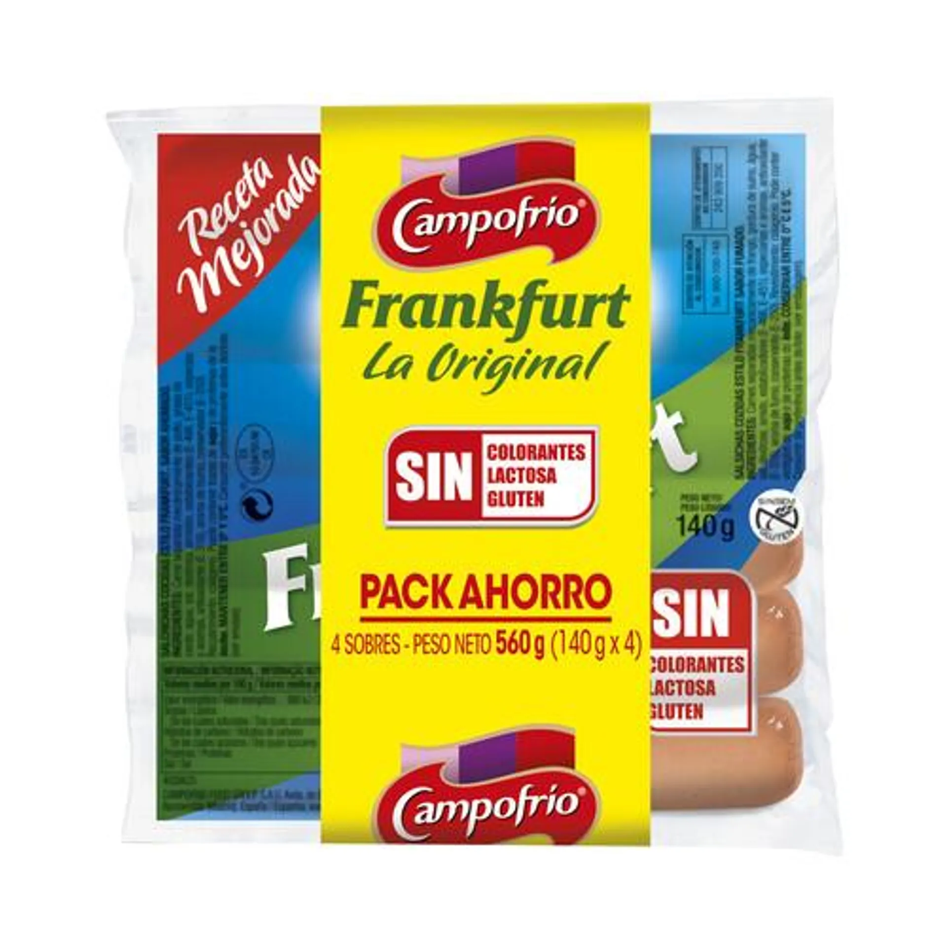 CAMPOFRÍO Salchichas cocidas tipo Frankfurt, sabor ahumado CAMPOFRÍO 4 x 140 g.