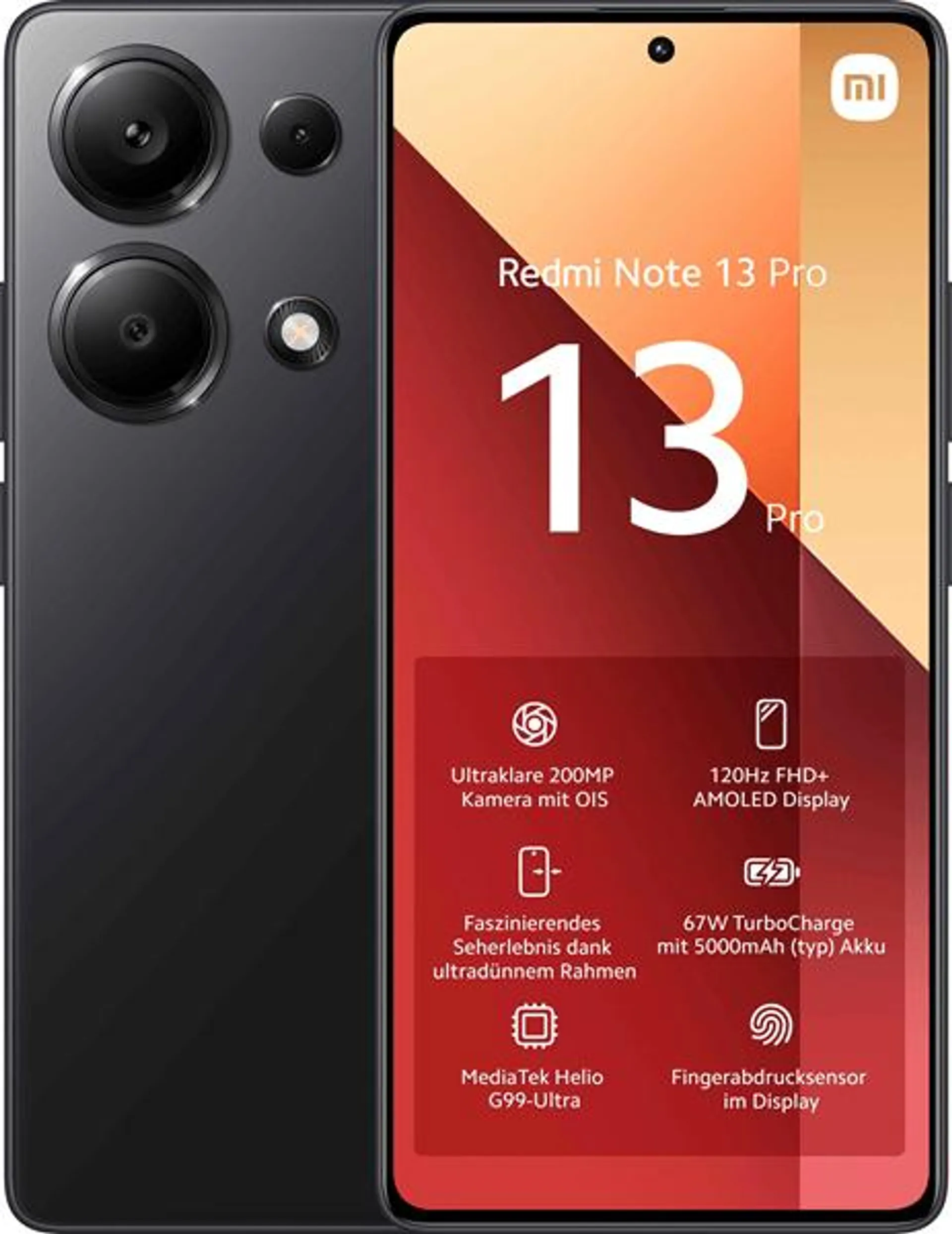 TELEFONO MOVIL LIBRE XIAOMI REDMI NOTE 13 PRO 6.67P-OCTA CORE-8GB-256GB-ANDRODID 13-MIDNIGHT BLACK