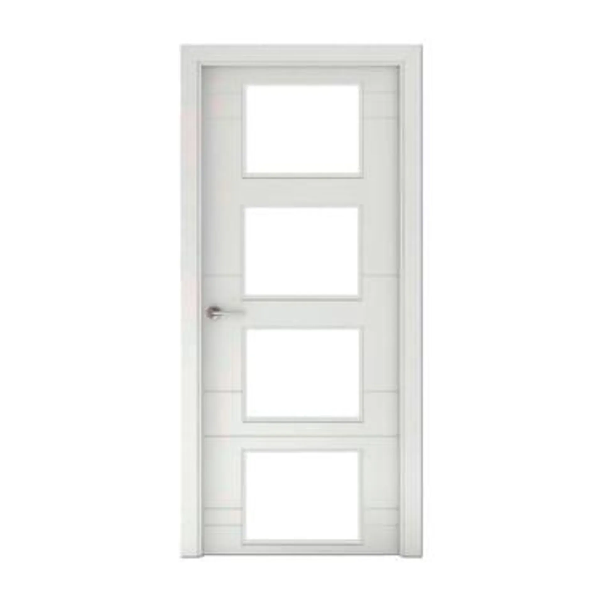 Puerta acristalada lacada Munich blanca derecha 203x72,5 cm