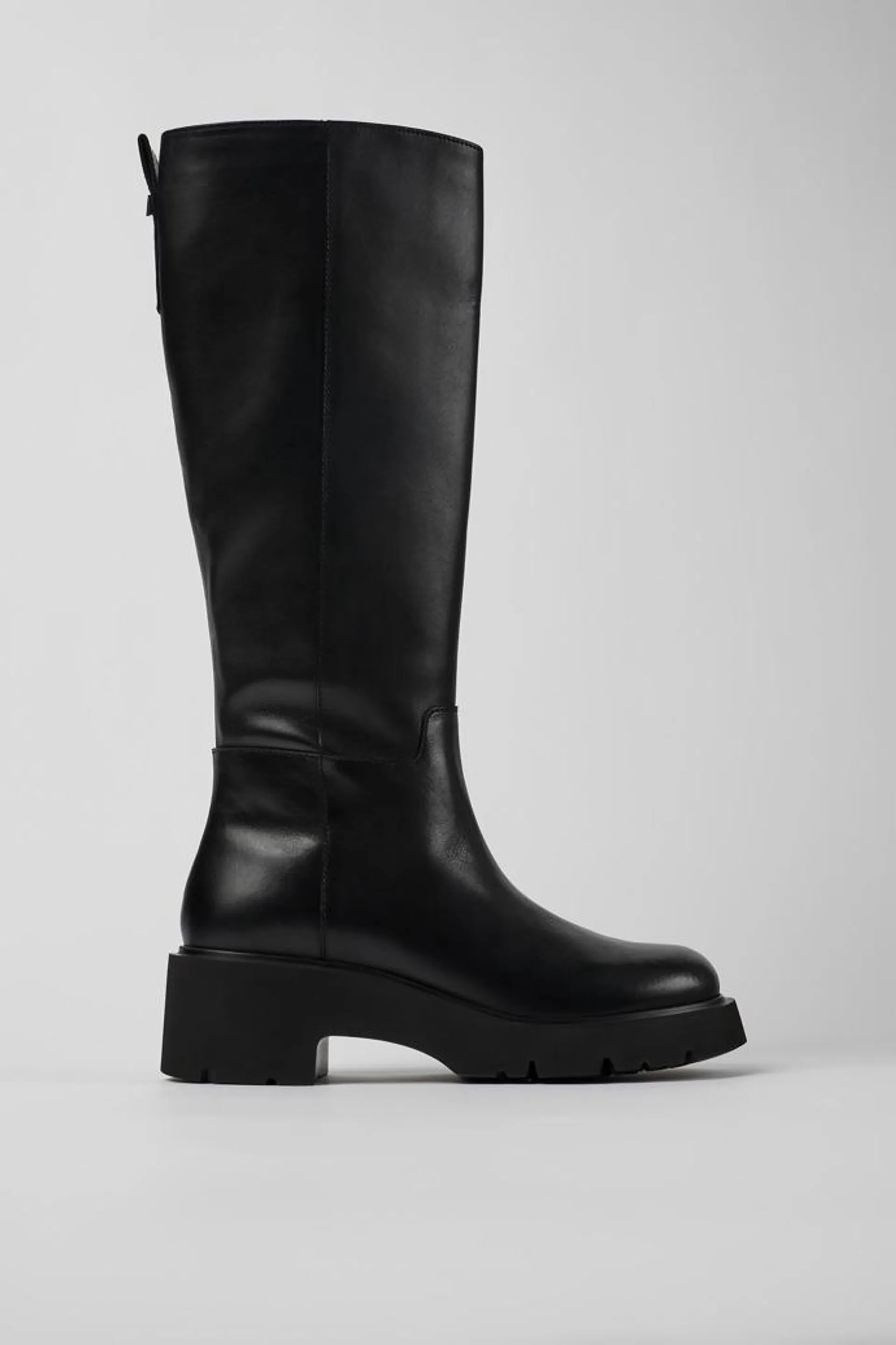 Milah Botas altas de piel negra para mujer