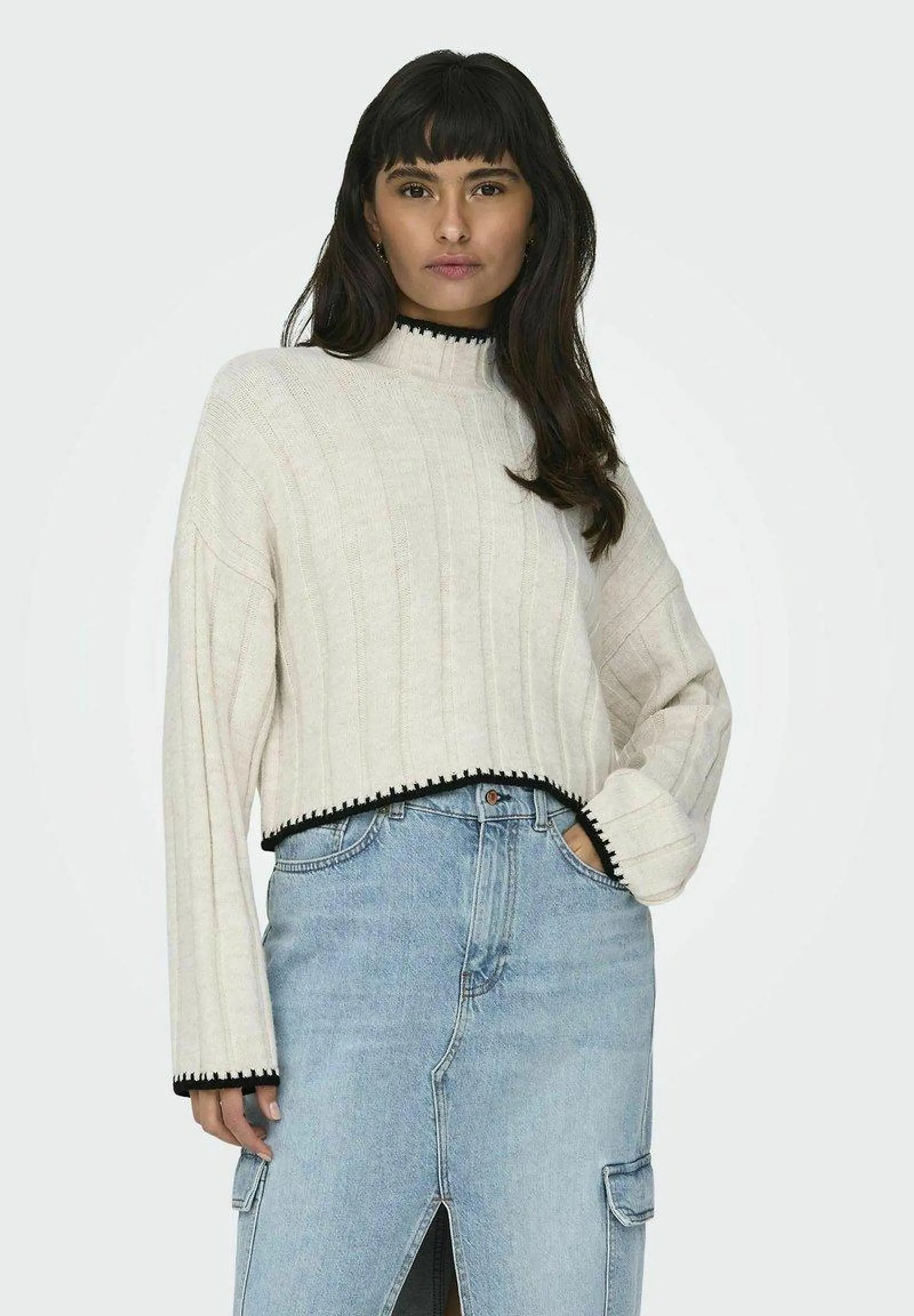 ONLCHICK STITCH HIGHNECK - Pullover - pumice stone