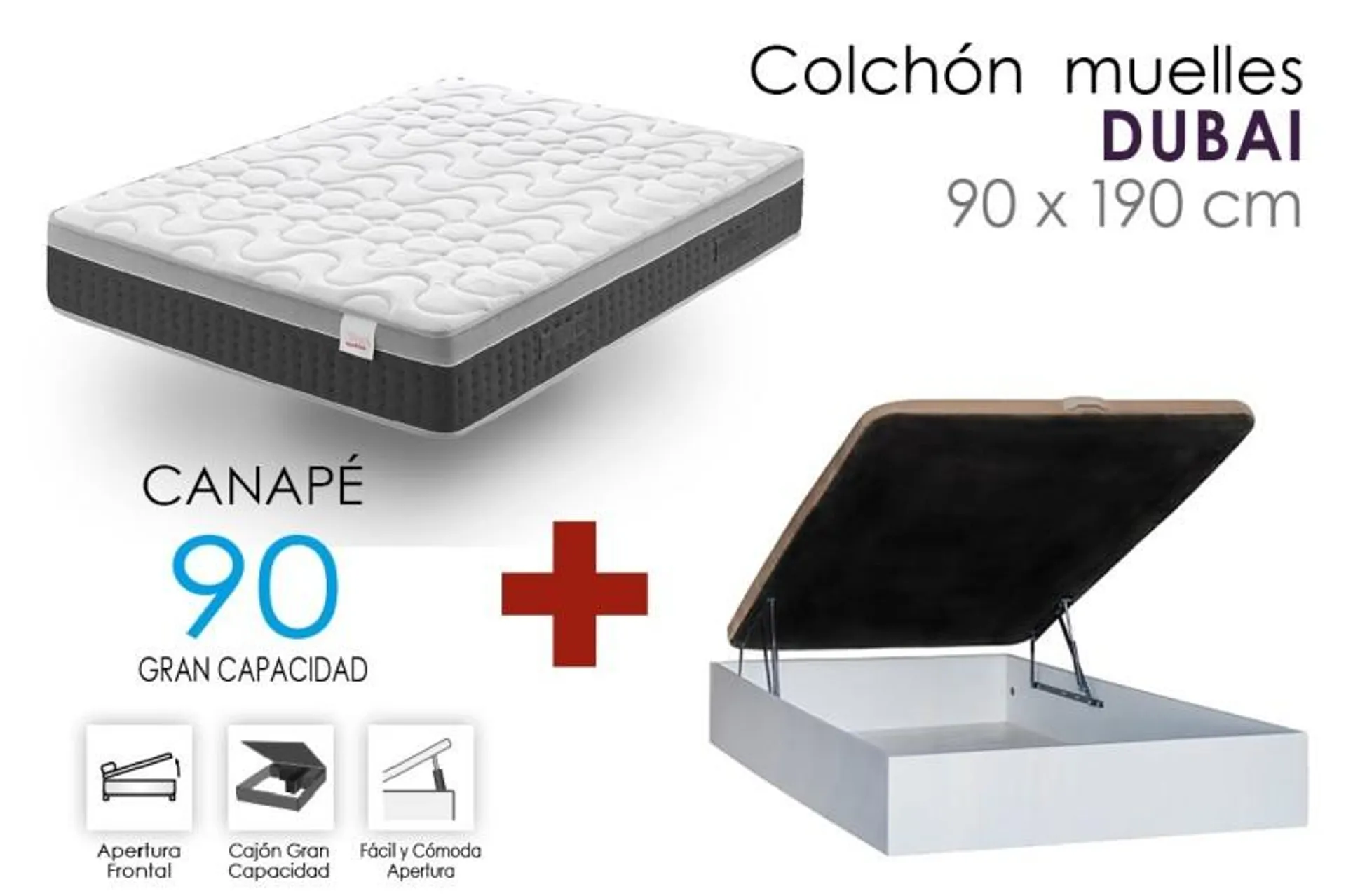 PACK Canapé RECKTO + Colchón DUBAI 90