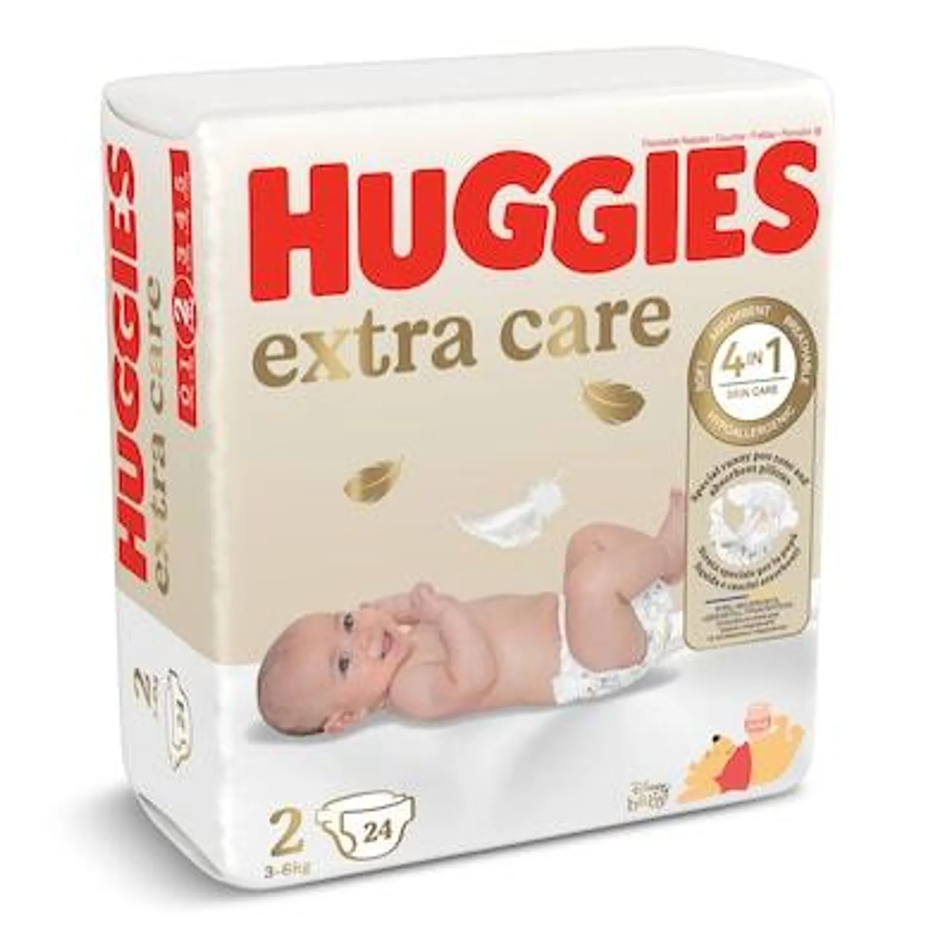 Pañales extra care 3-6 kgs talla 2 Huggies bolsa 24 unidades