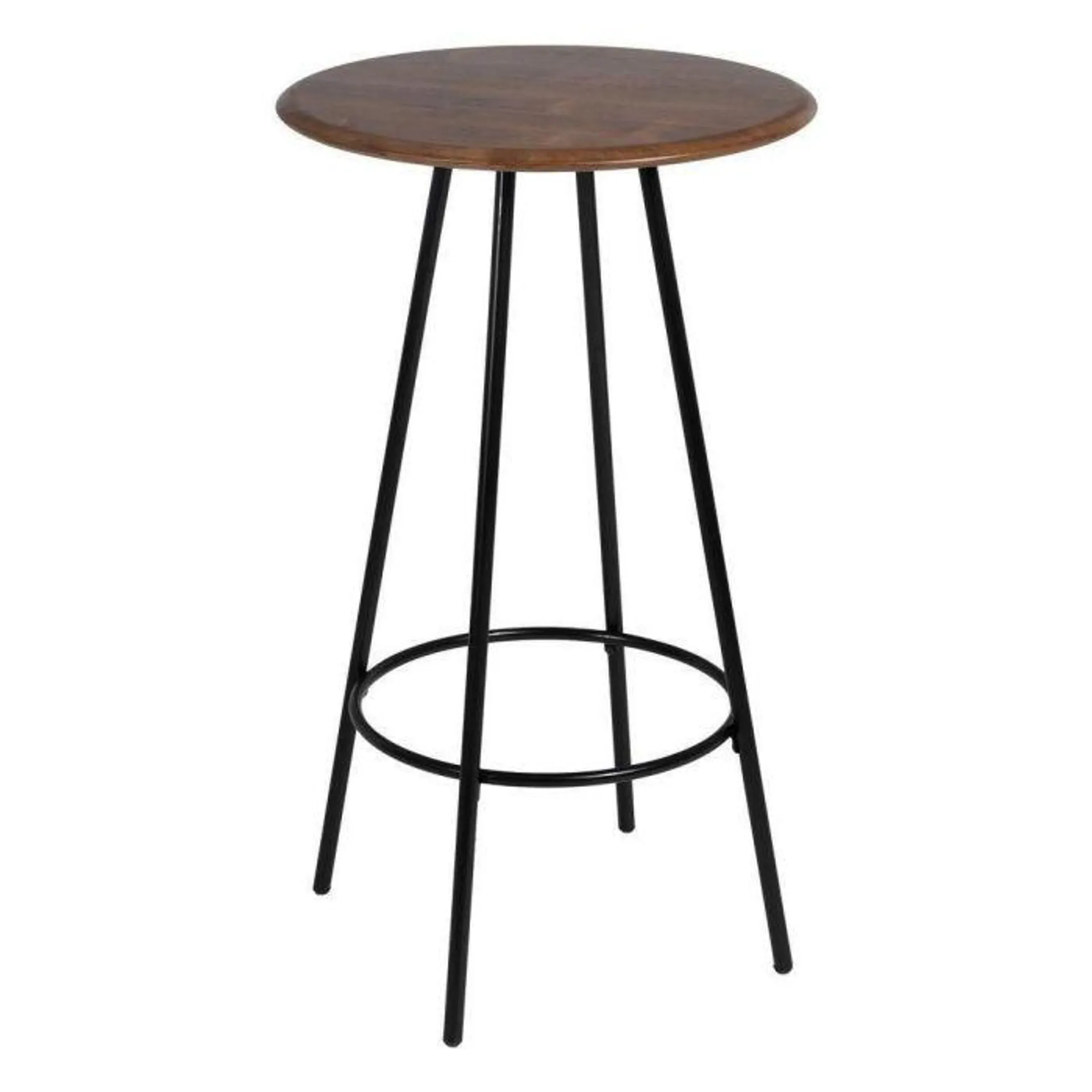 Mesa de Bar Marrón-Negro de Madera de Caucho y Metal de 60x60x105 cm 611373