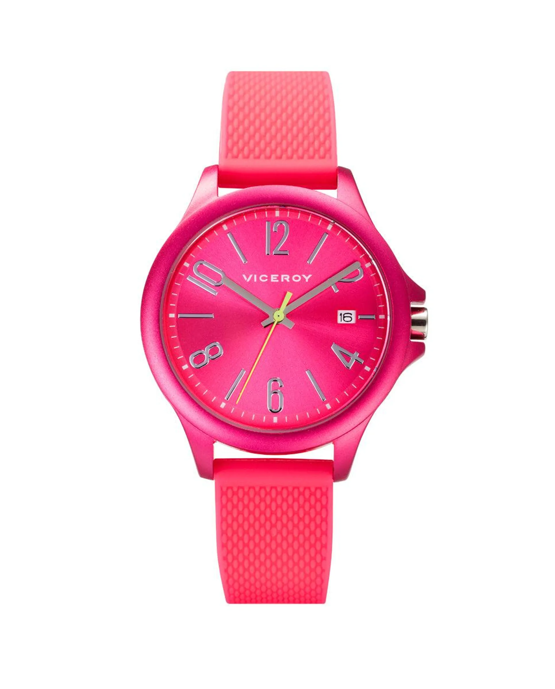 Reloj de mujer Colours 3 agujas de aluminio fucsia y correa de silicona