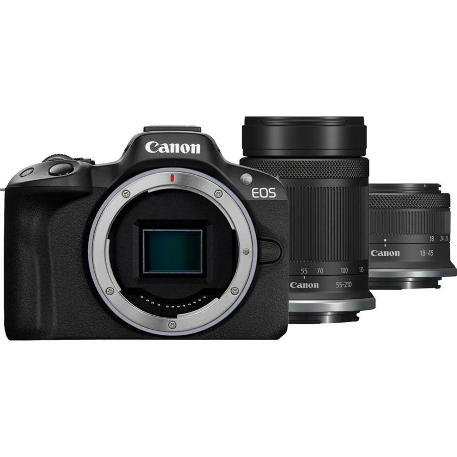 Canon EOS R50 spiegellose Kamera, Schwarz + RF-S 18-45mm IS STM Objektiv + RF-S 55-210mm IS STM Objektiv