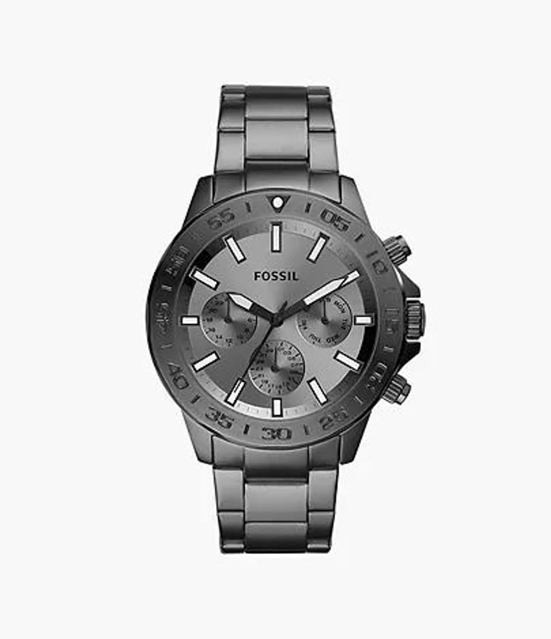 Montre Bannon multifonction en acier inoxydable anthracite