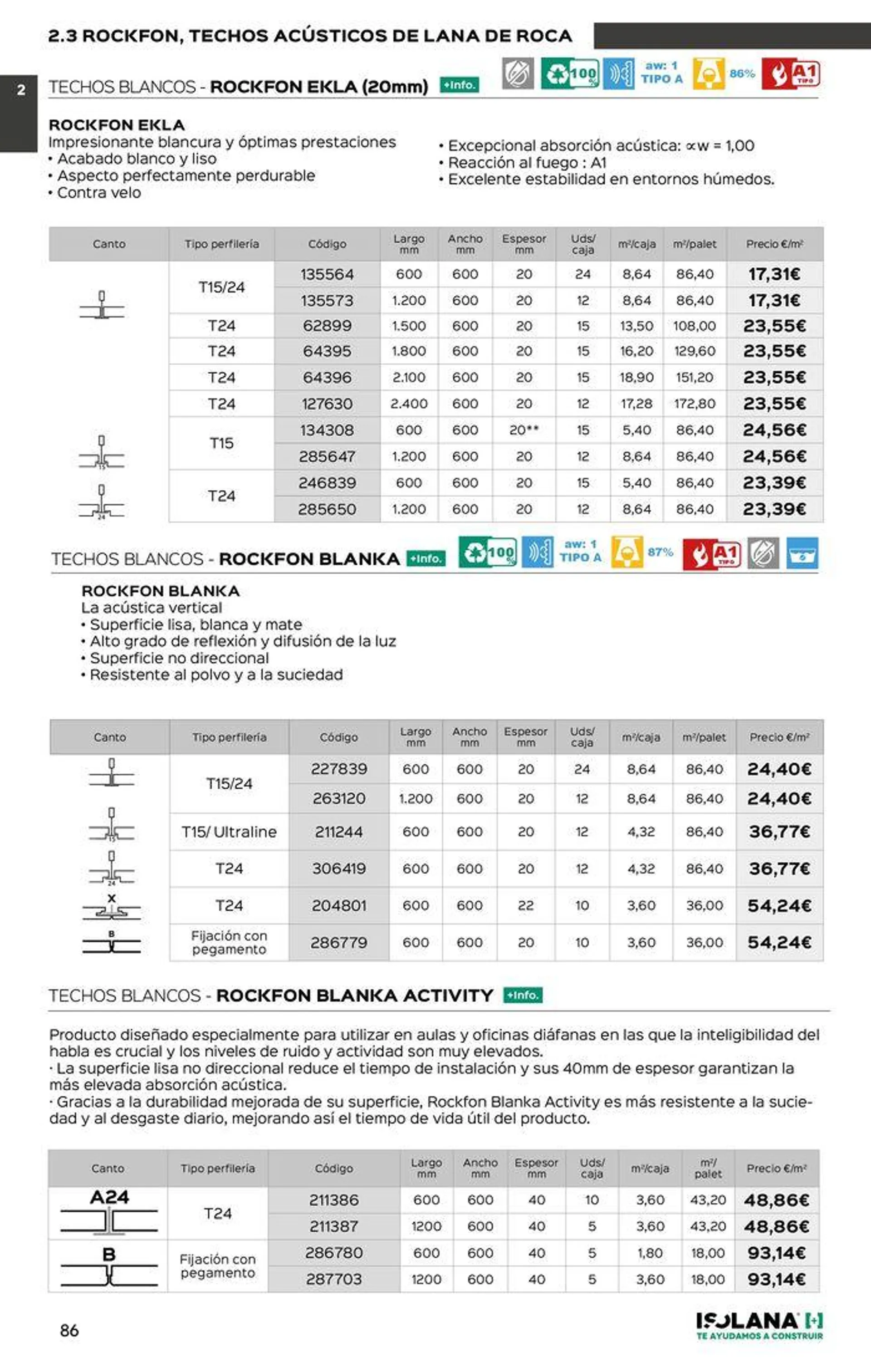 Catálogo de TECHOS ACÚSTICOS – TARIFA ISOLANA 2024 11 de junio al 30 de junio 2024 - Página 11