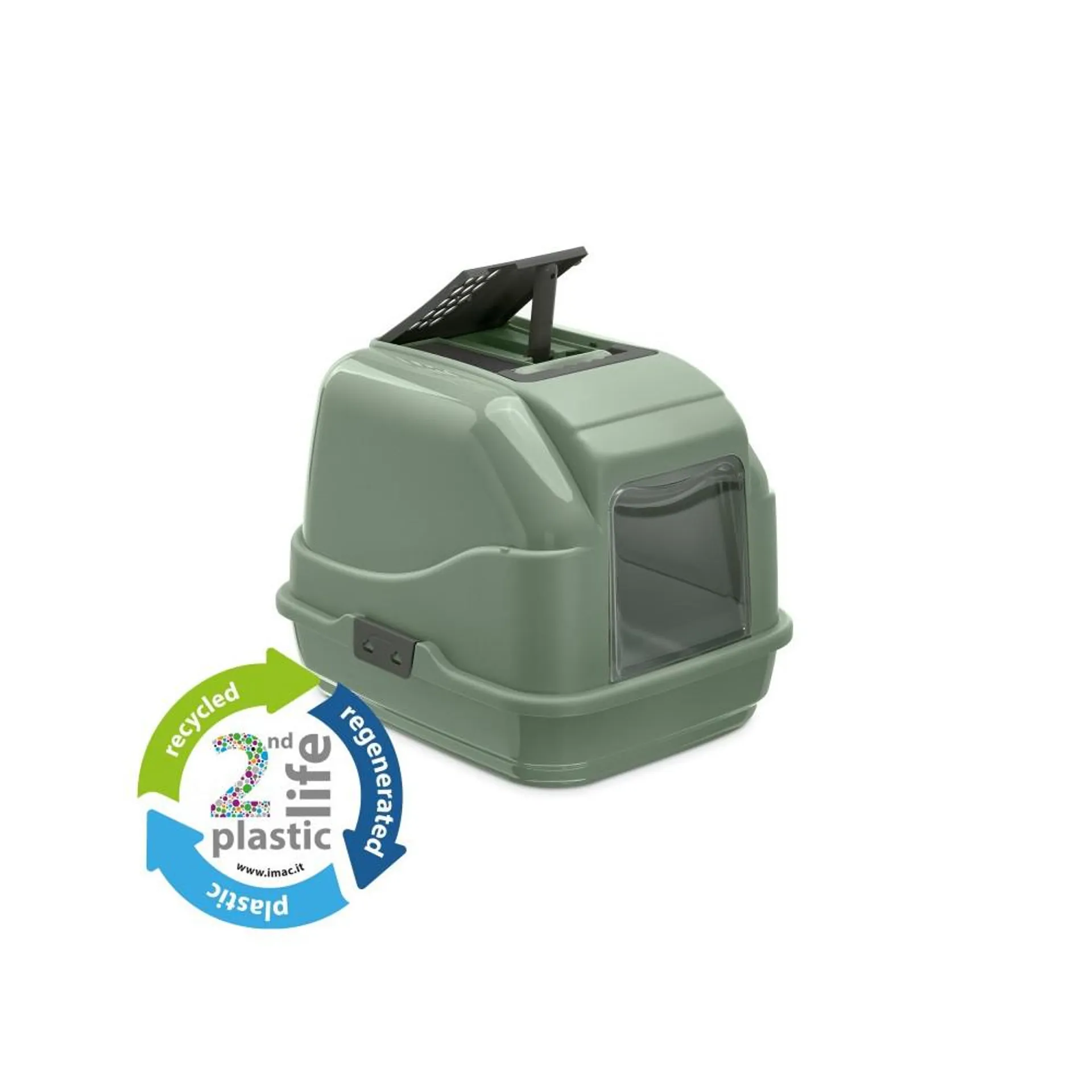 Caseta Higiénica Arenero Verde Gatos IMAC. 100% Plástico Reciclado