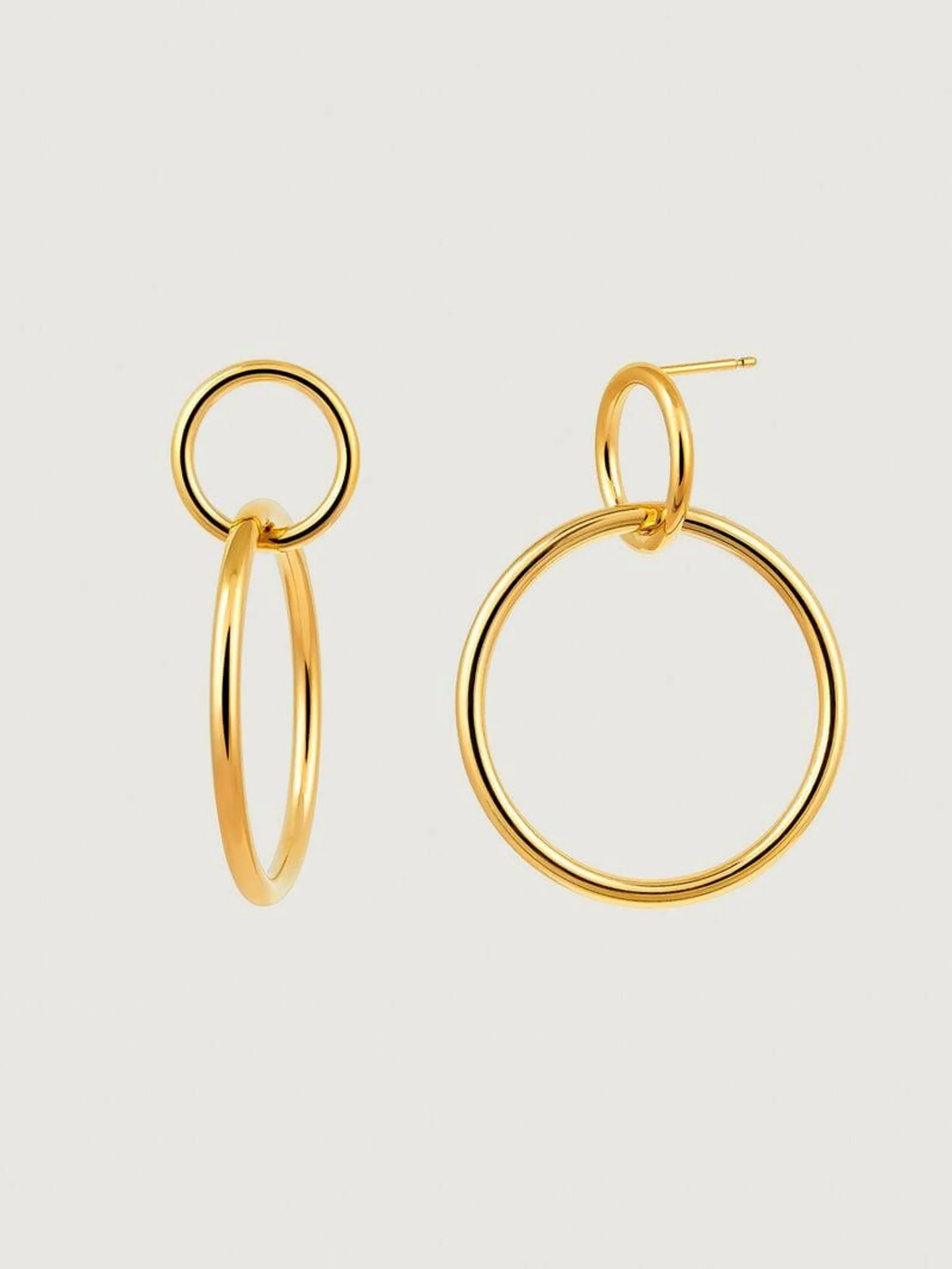 Pendientes de aro doble de plata 925 bañada en oro amarillo de 18K