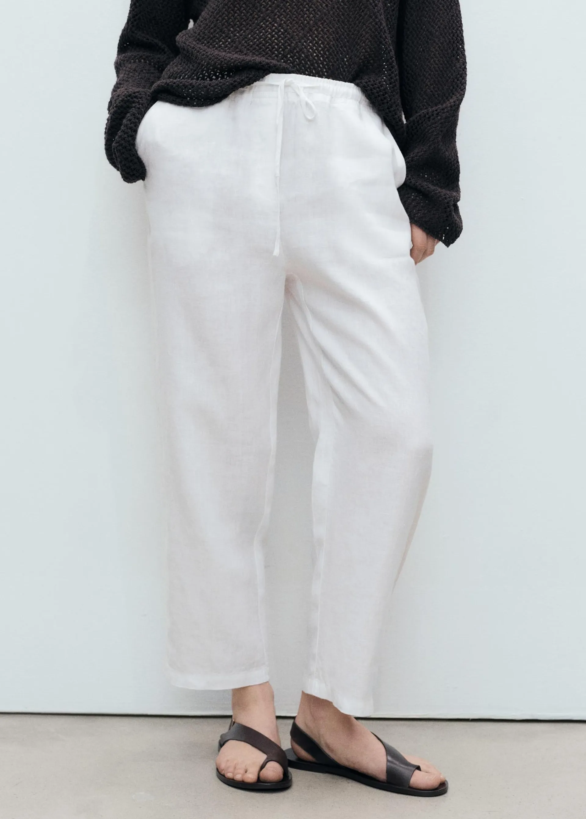 Pantalón recto lino