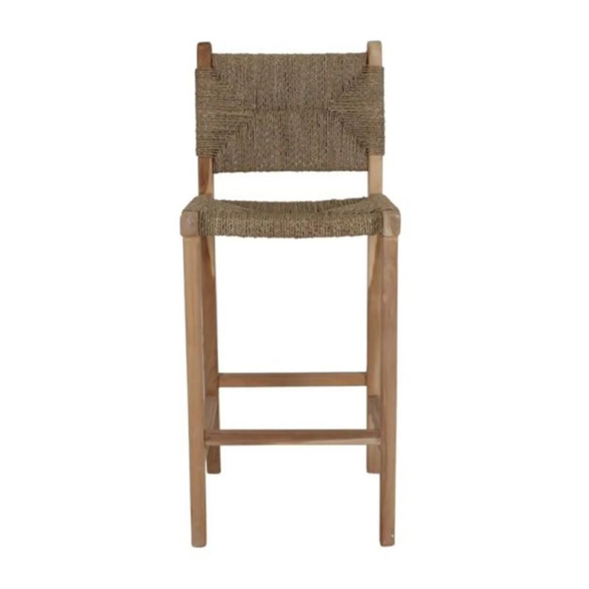 Nebraska high wood and natural fiber stool