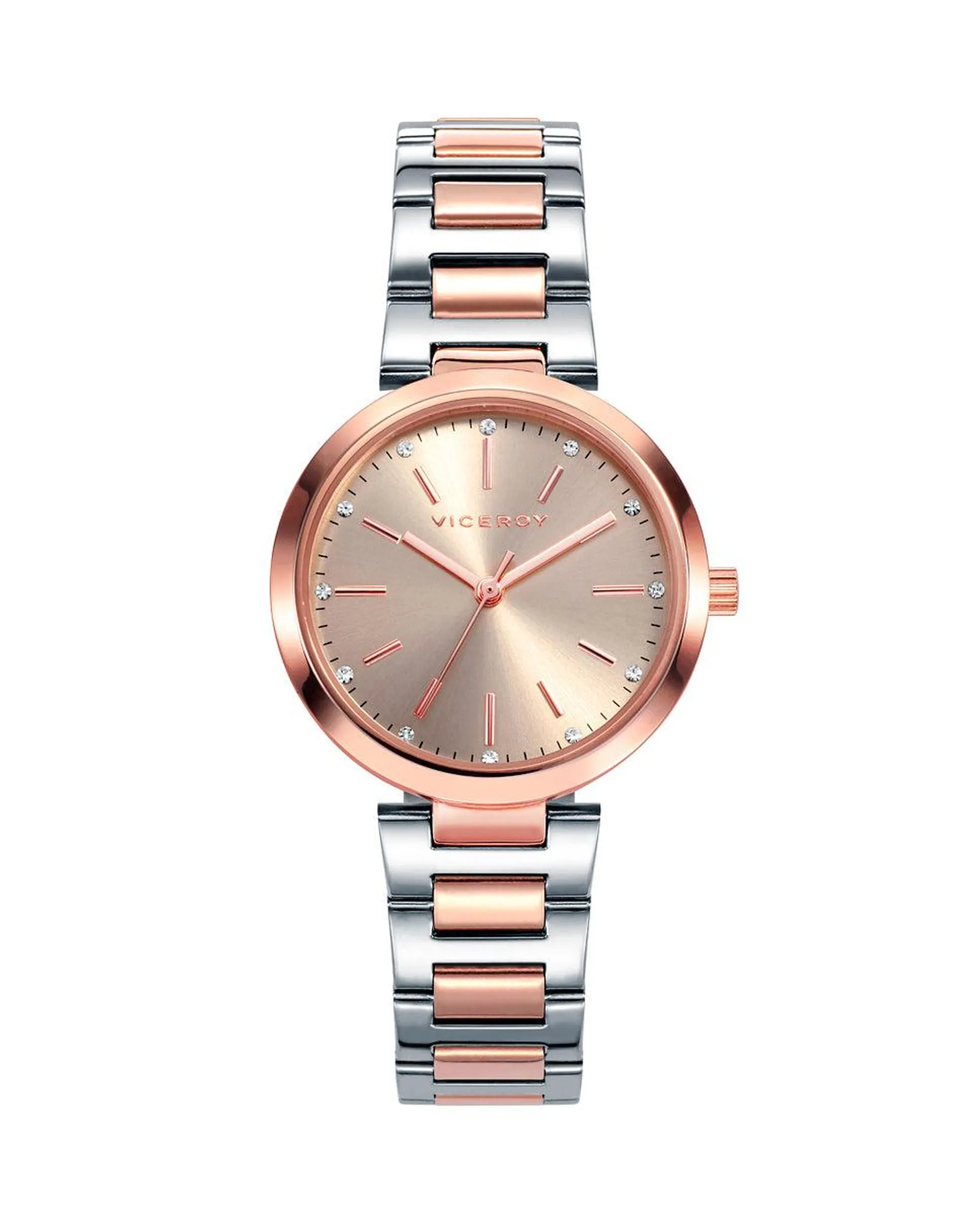 Reloj de mujer Chic 3 agujas de acero bitono con IP rosa