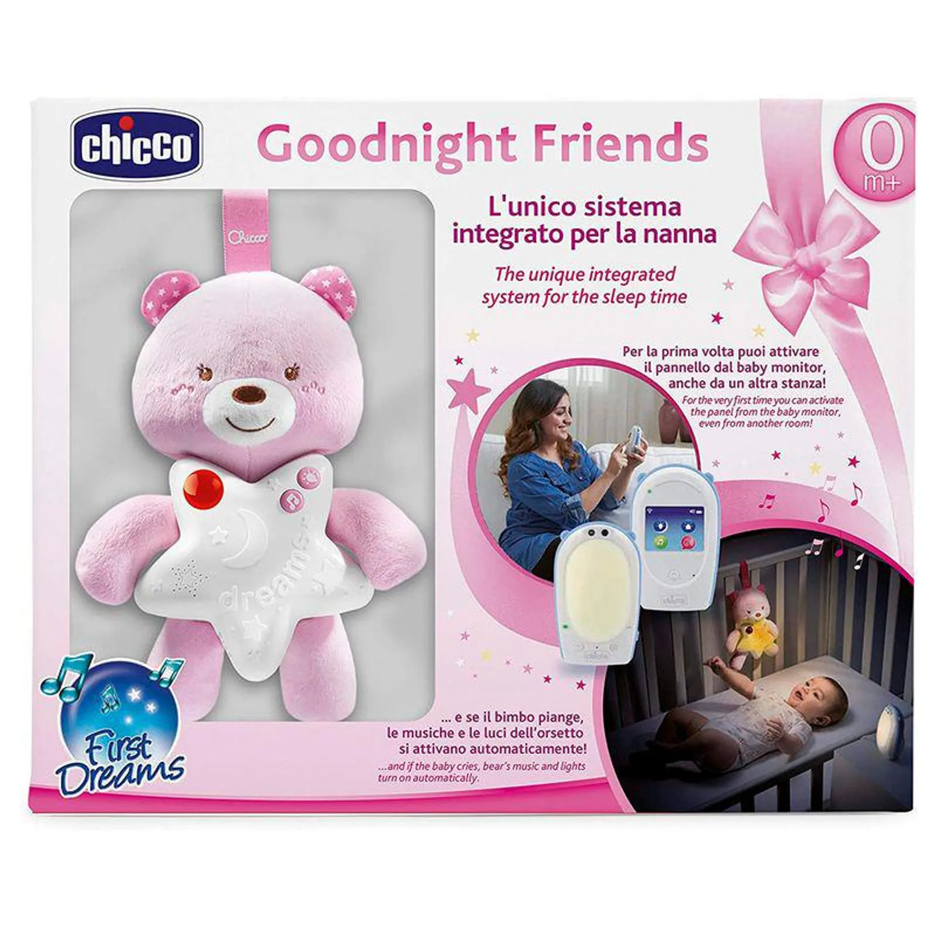 GoodNight Friend Oso Rosa Vigilabebé Audio