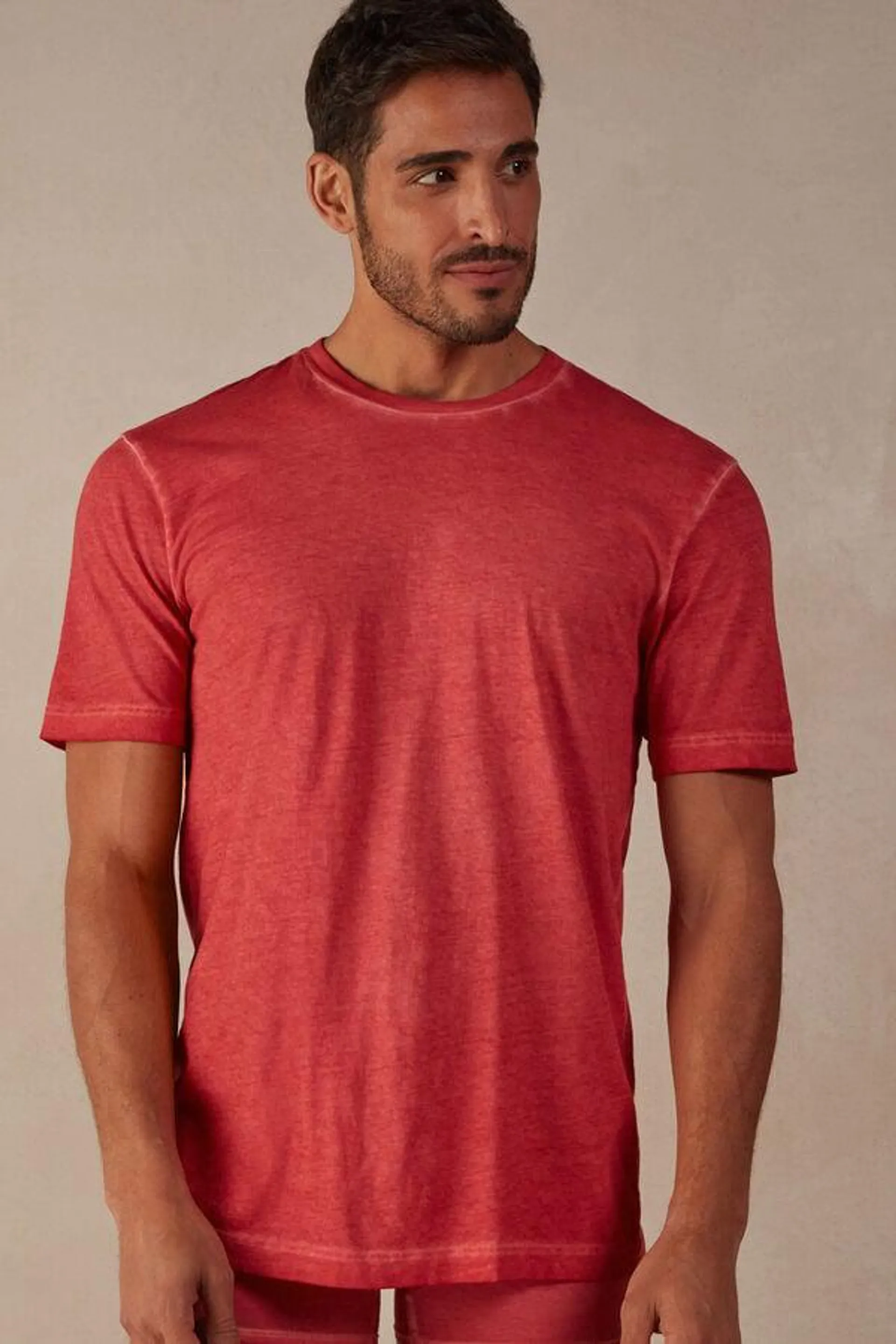 Oil Washed Short-Sleeved Cotton Top