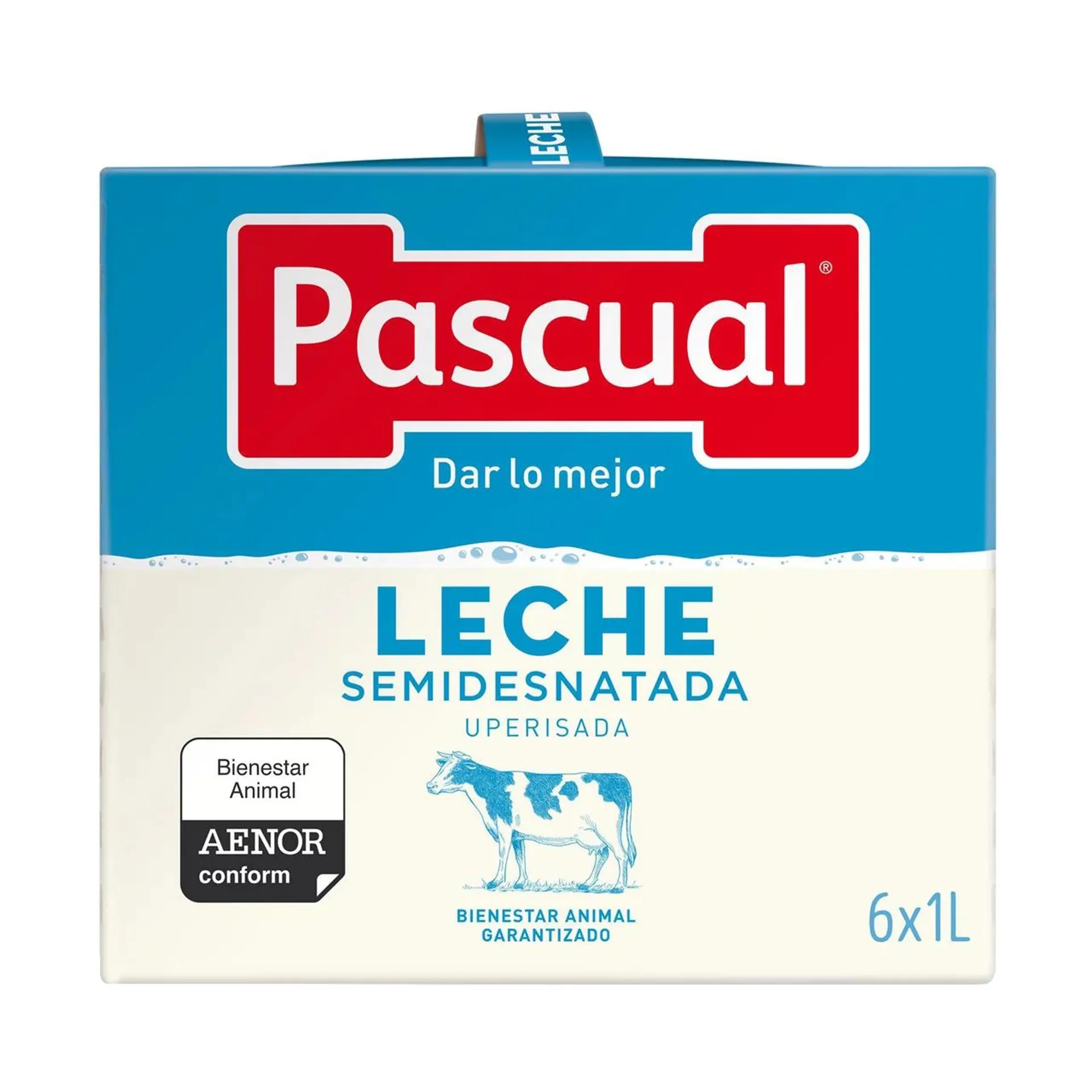 PASCUAL Leche semidesnatada procedente de animales con bienestar garantizado 6 x 1l.