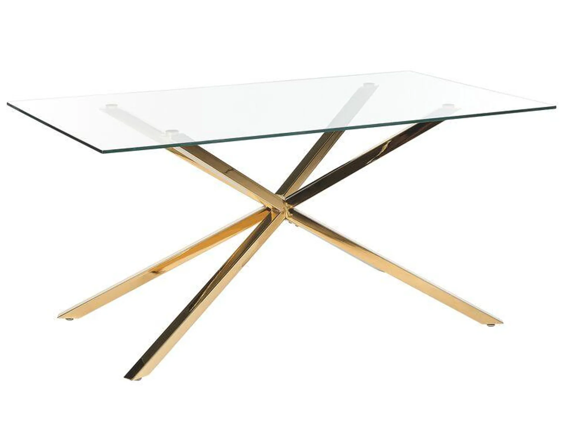 Mesa de comedor 160 x 90 cm vidrio y oro CORA