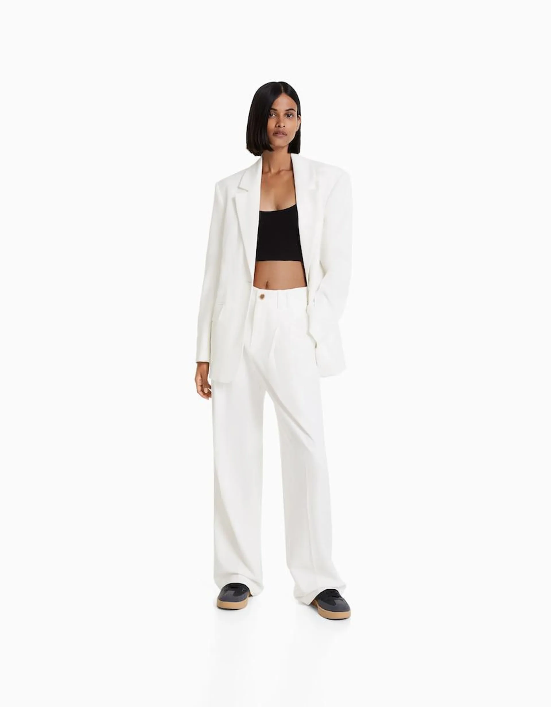 Straight fit tailored trousers with pleats