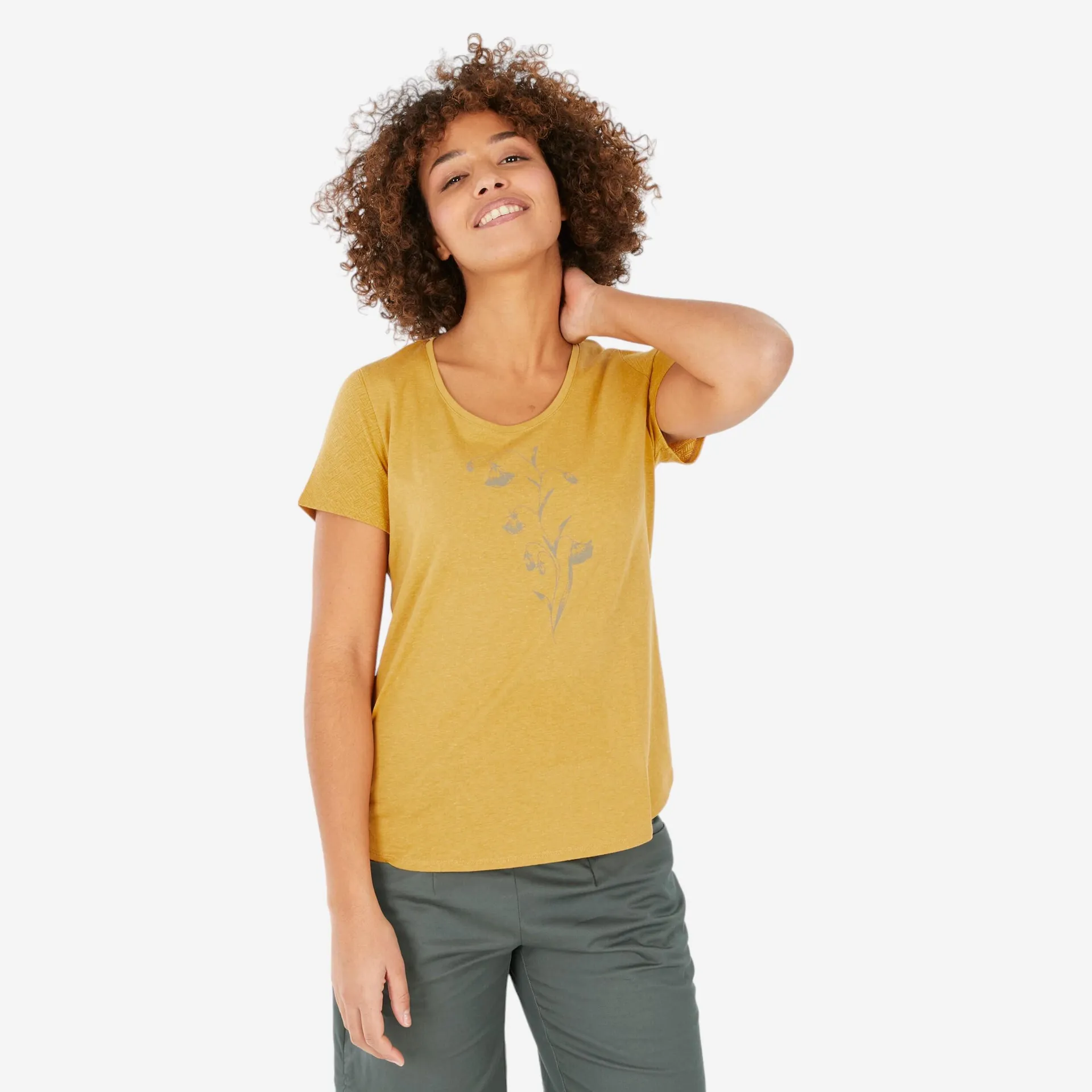 Camiseta de montaña y trekking manga corta Mujer Quechua NH500