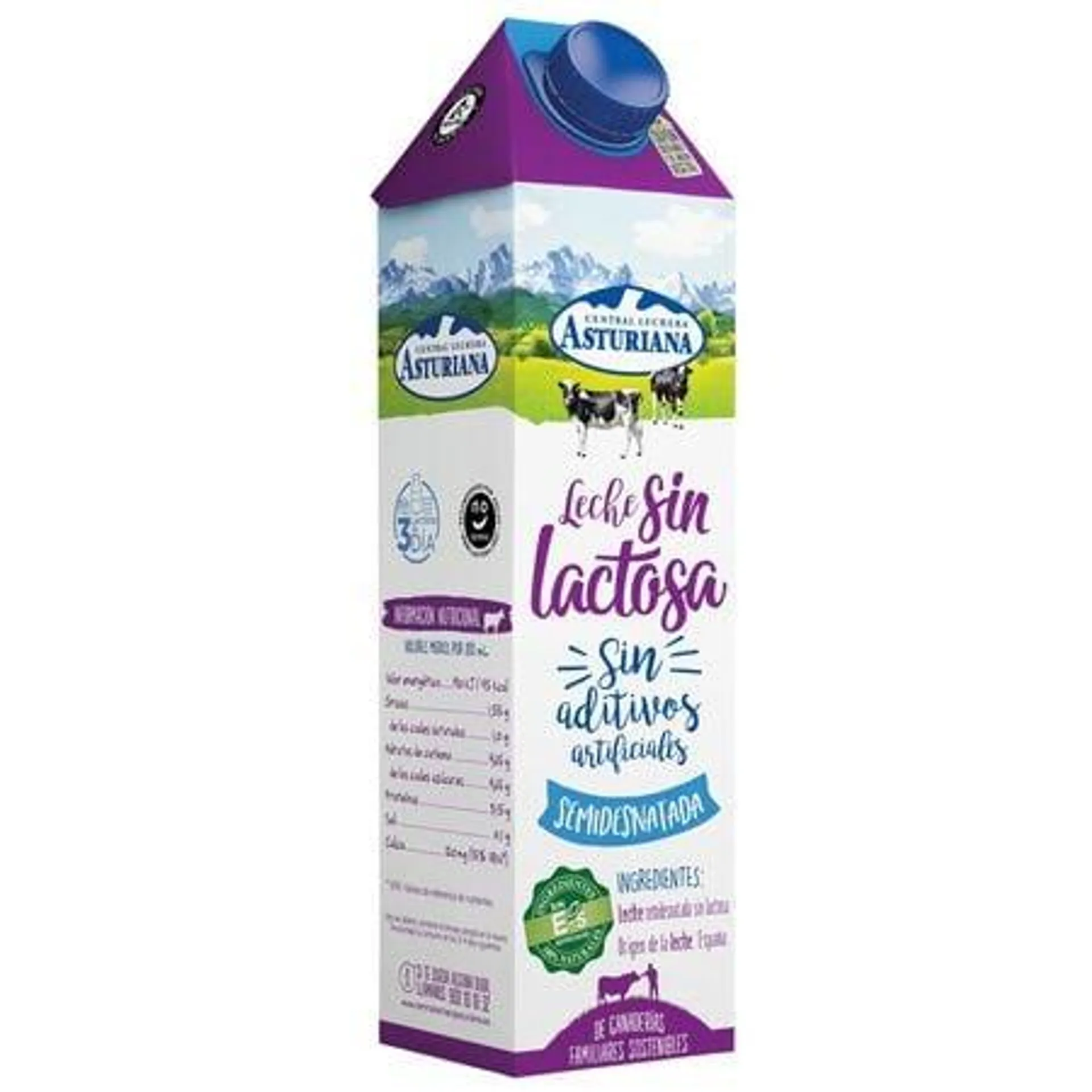 Leche sin lactosa Asturiana 1l semidesnata