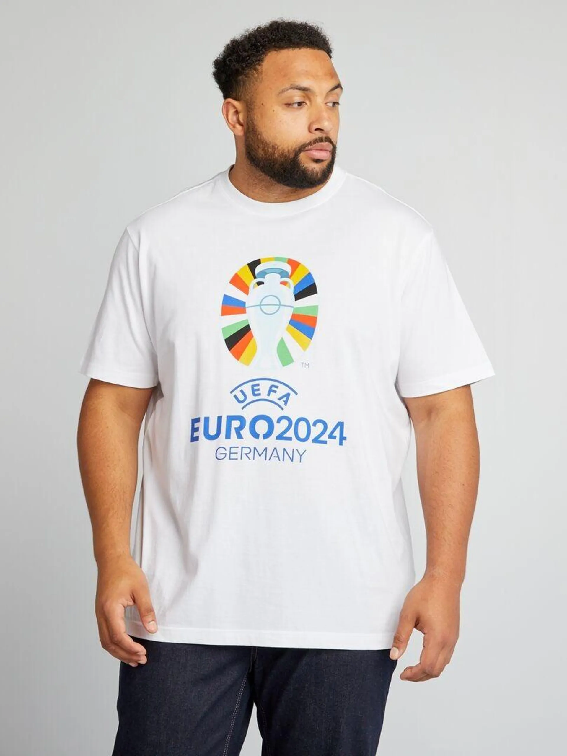 T-shirt en coton à manches courtes 'Euro 2024' - Blanc