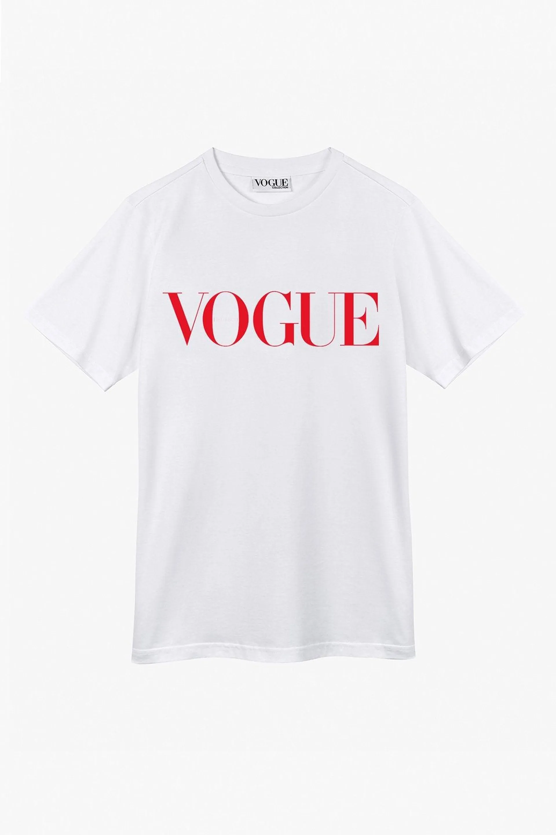 Camiseta VOGUE Blanca con logo rojo impreso