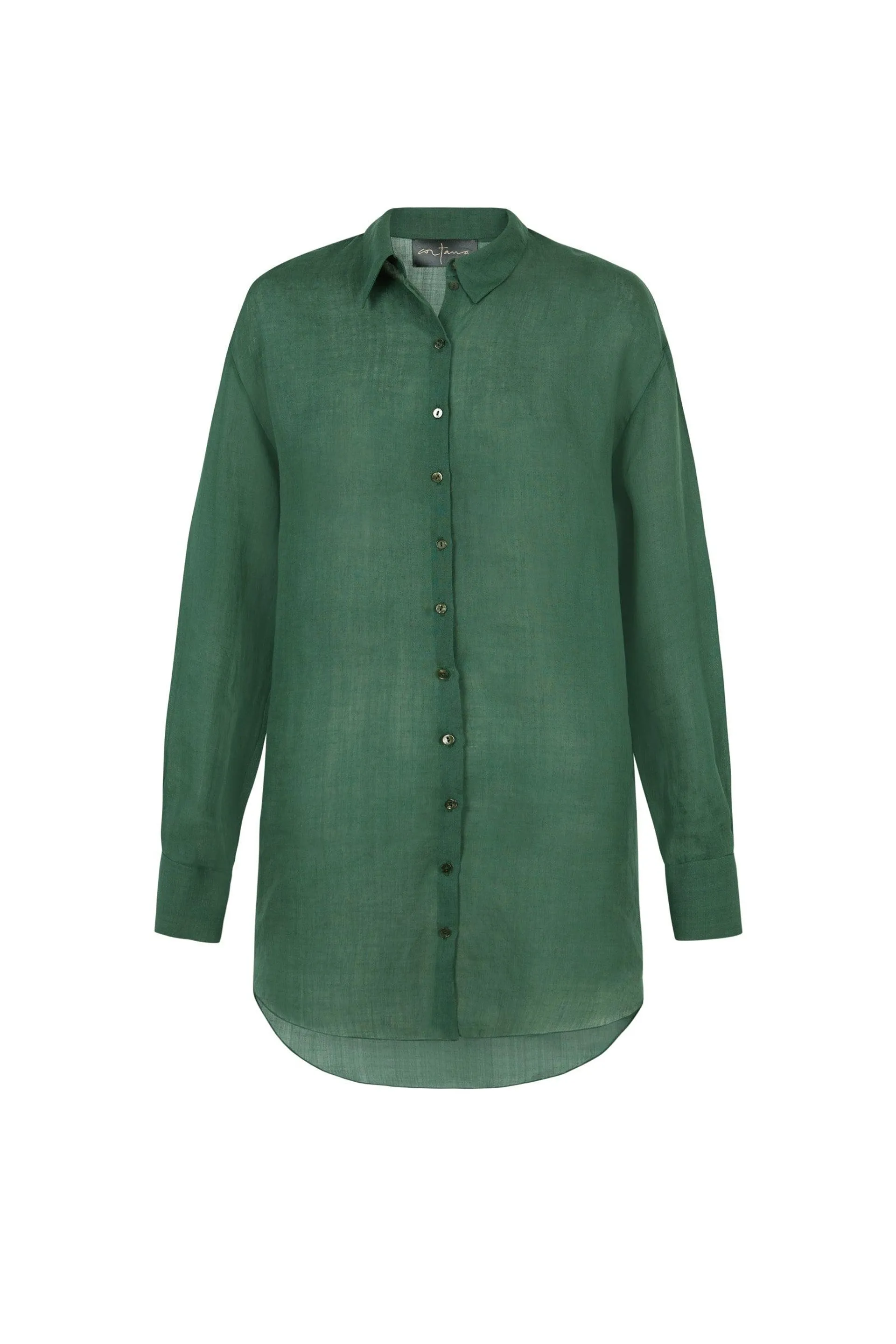 Matz, camisa en ramio verde esmeralda