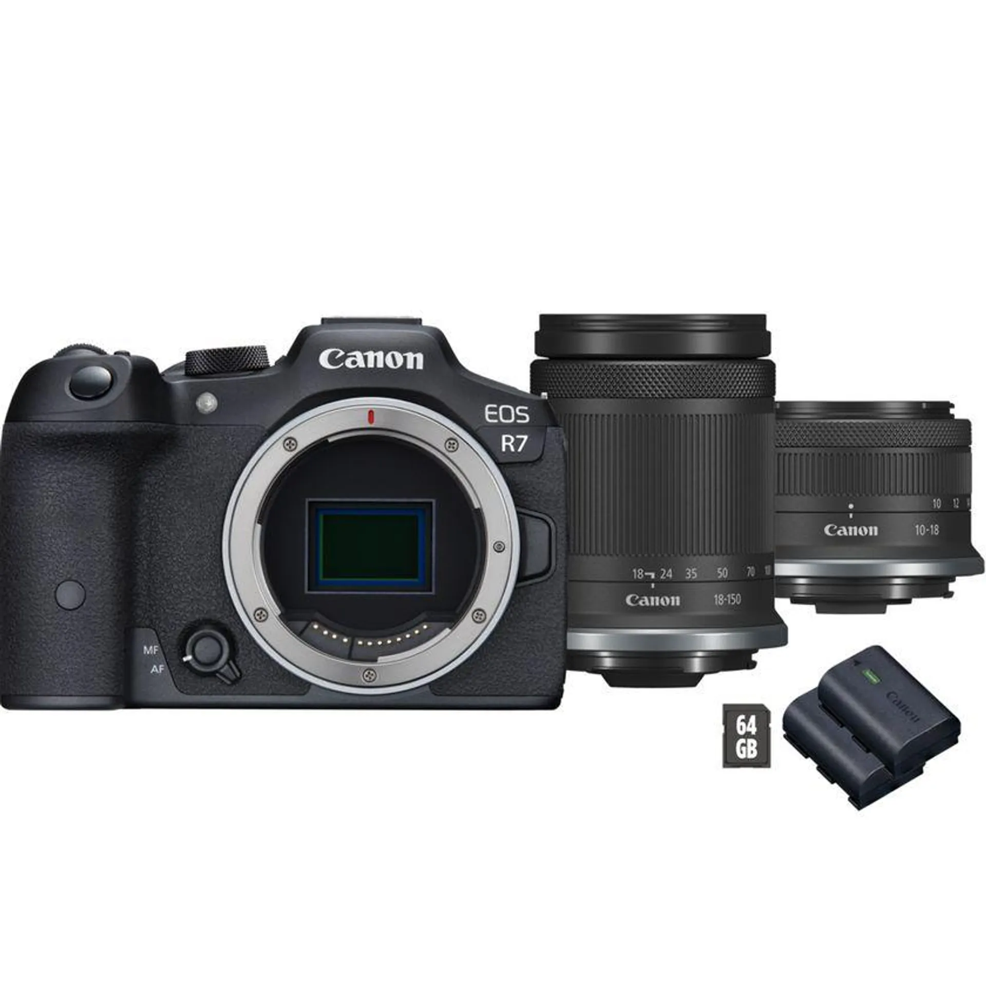 Canon EOS R7 spiegellose Kamera + RF-S 18-150mm F3.5-6.3 IS STM Objektiv + RF-S 10-18mm F4.5-6.3 IS STM Objektiv