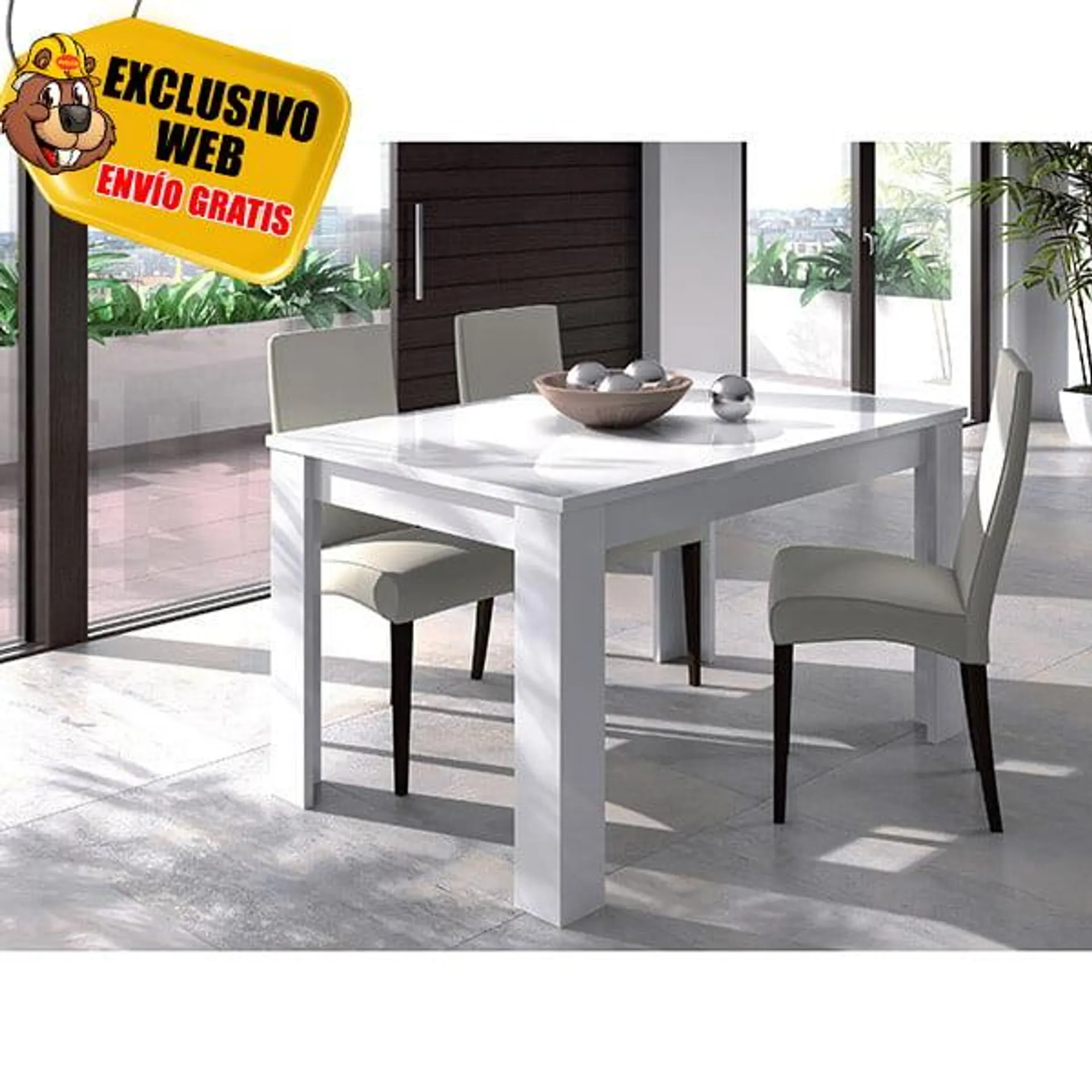 Mesa de Comedor Extensible Kendra Blanco Brillo