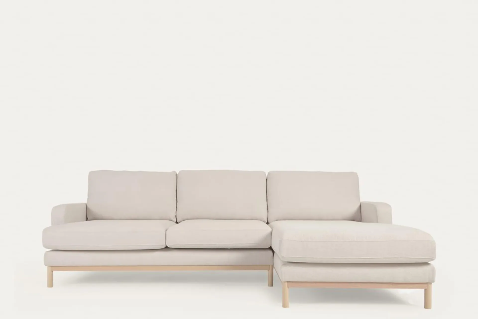 Sofá Mihaela 3 plazas con chaise longue derecho de micro bouclé blanco 264 cm