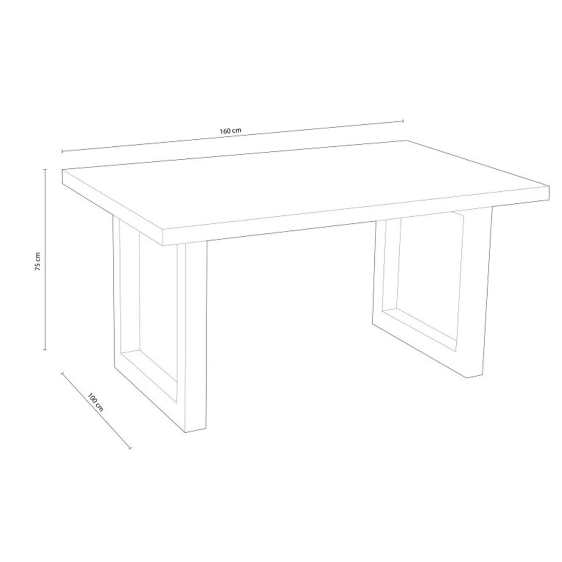 Mesa de comedor Loft fija 75x160x100 cm