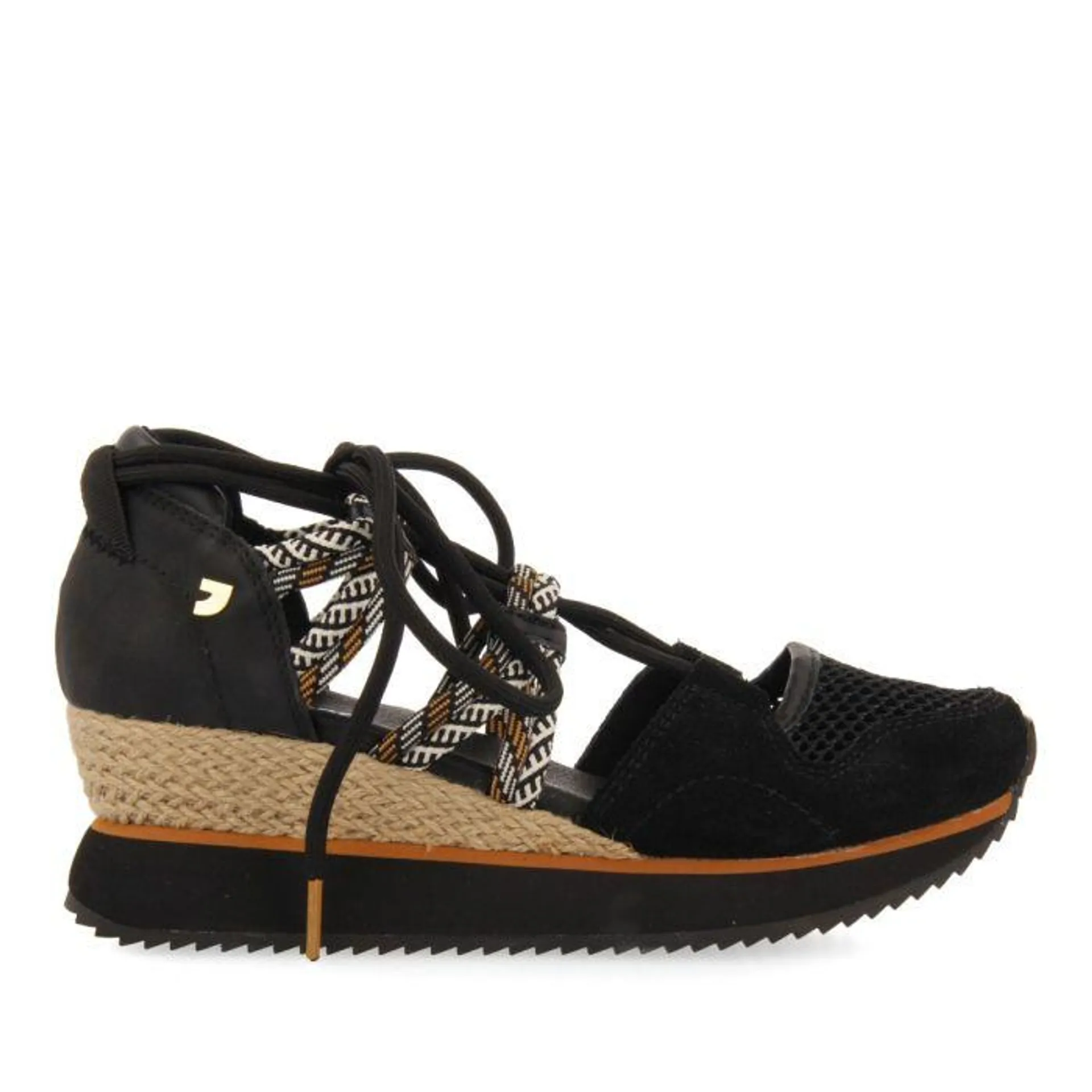 BLACK SPORTS SANDALS ESPADRILLE TYPE WITH WEDGE FOR WOMEN IONA