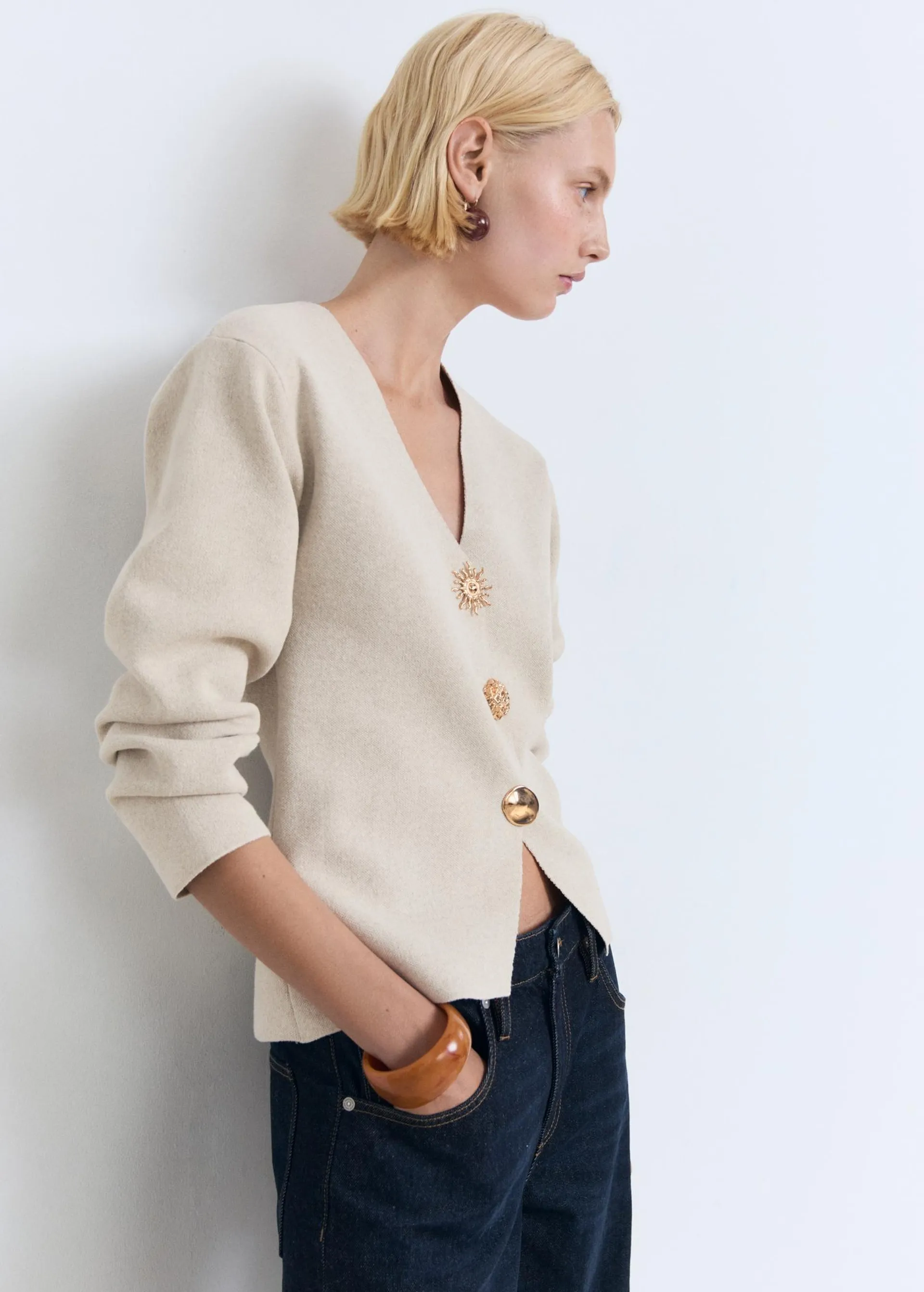 Chaqueta punto fino botones joya