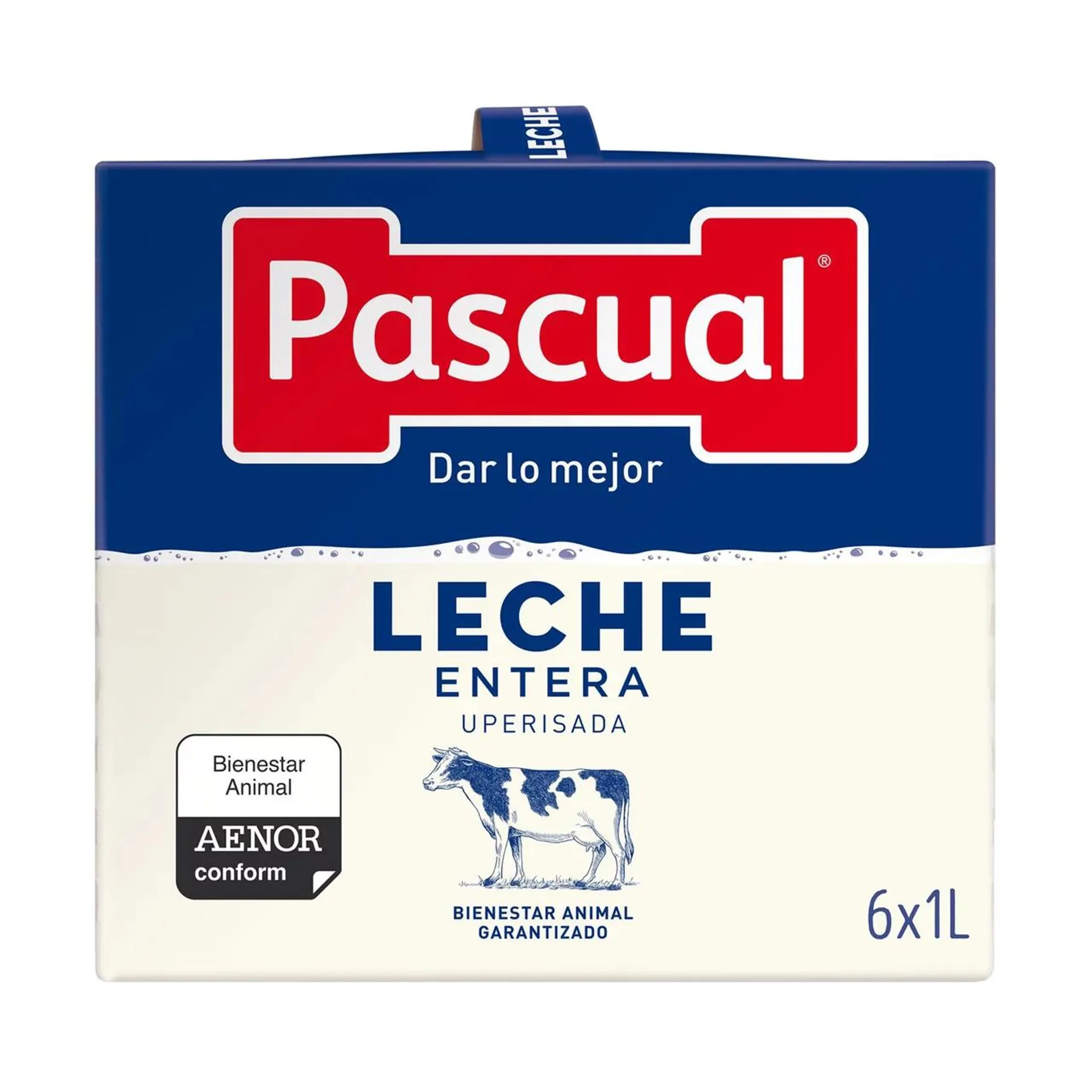 PASCUAL Leche entera procedente de animales con bienestar garantizado 6x 1l.