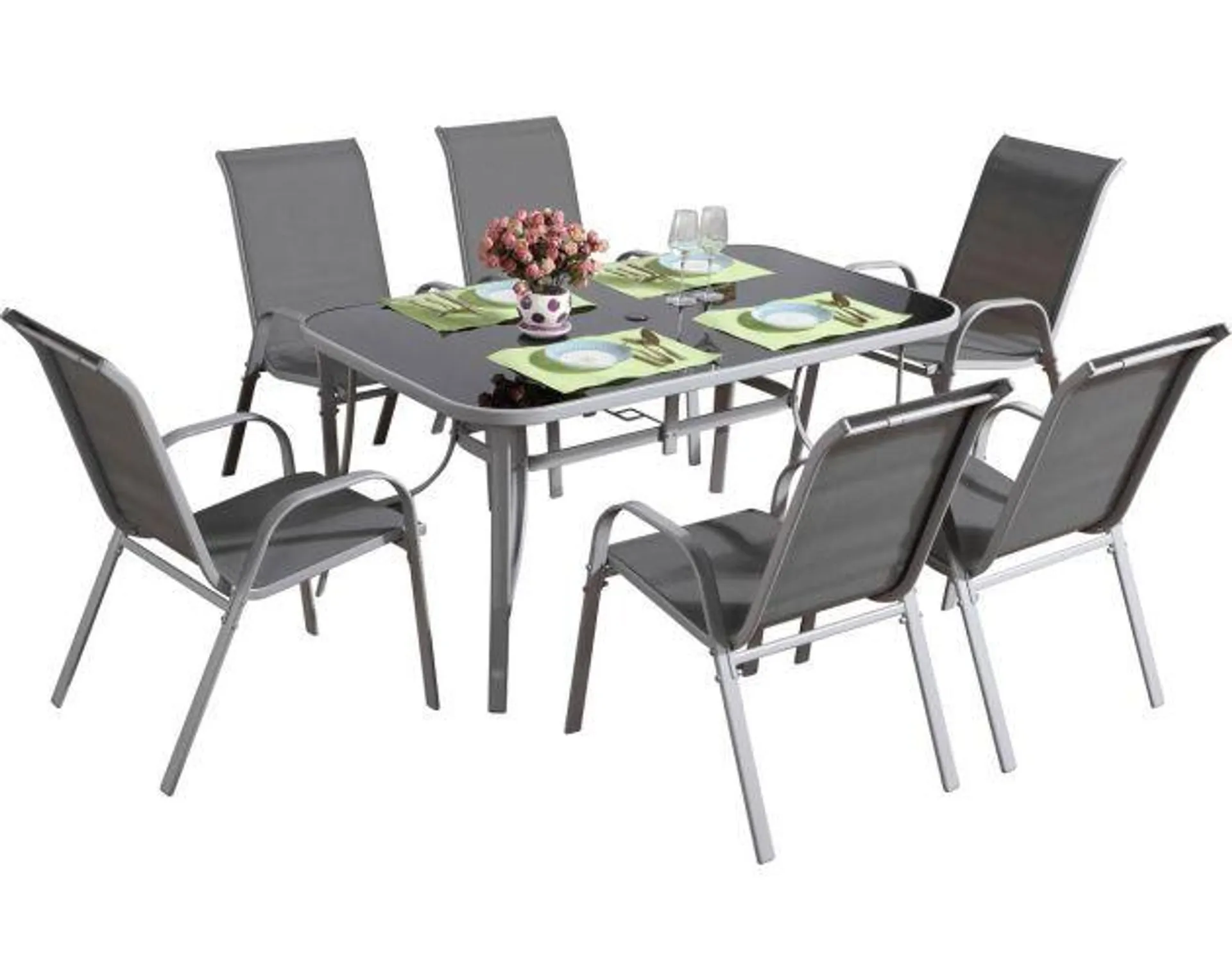 Conjunto de muebles de jardín de textileno "cordoba + porto" 6 personas gri