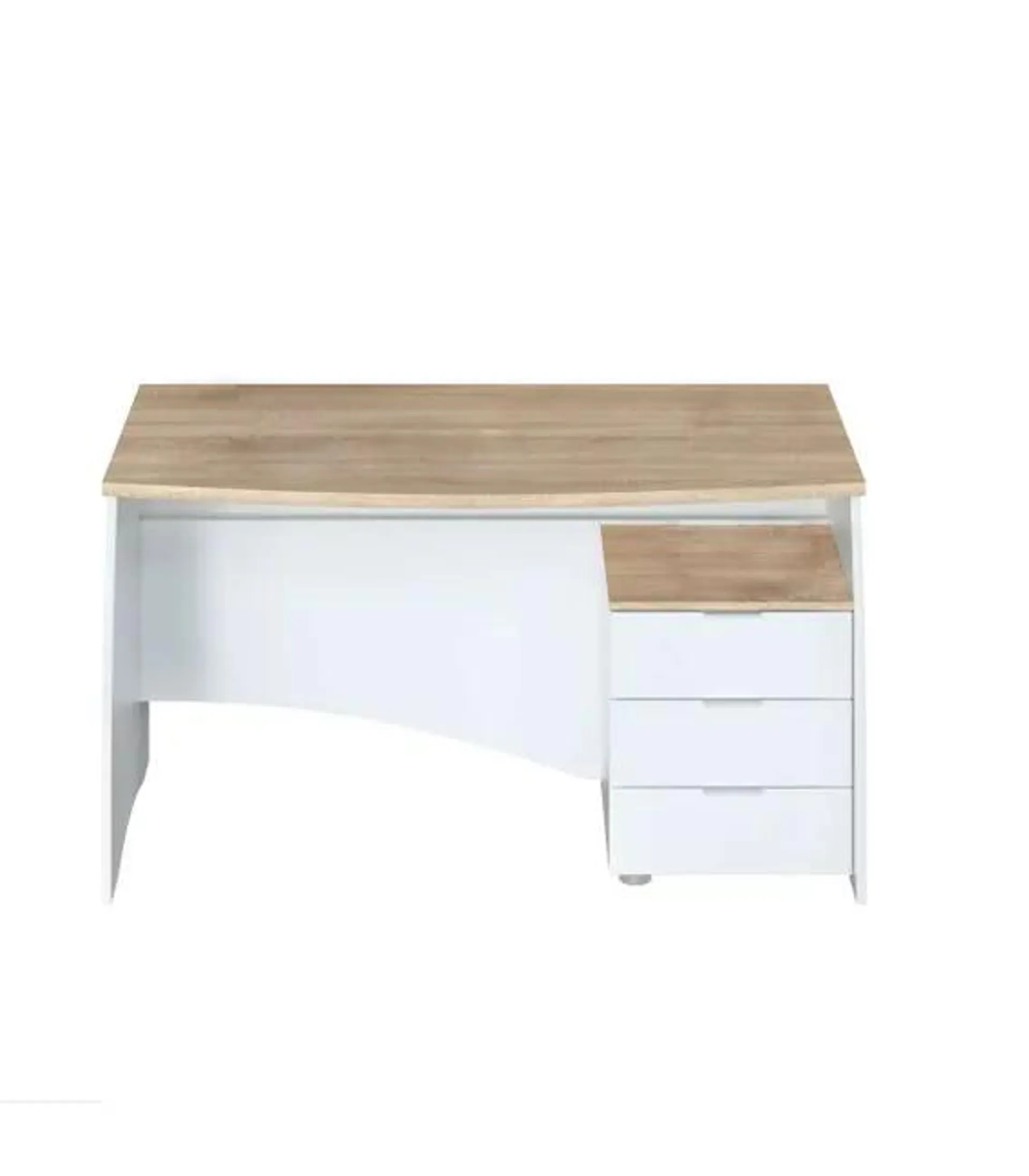 Mesa despacho Zoe con buc tres cajones Blanco Artik combinado Roble canadian 74 cm (alto)