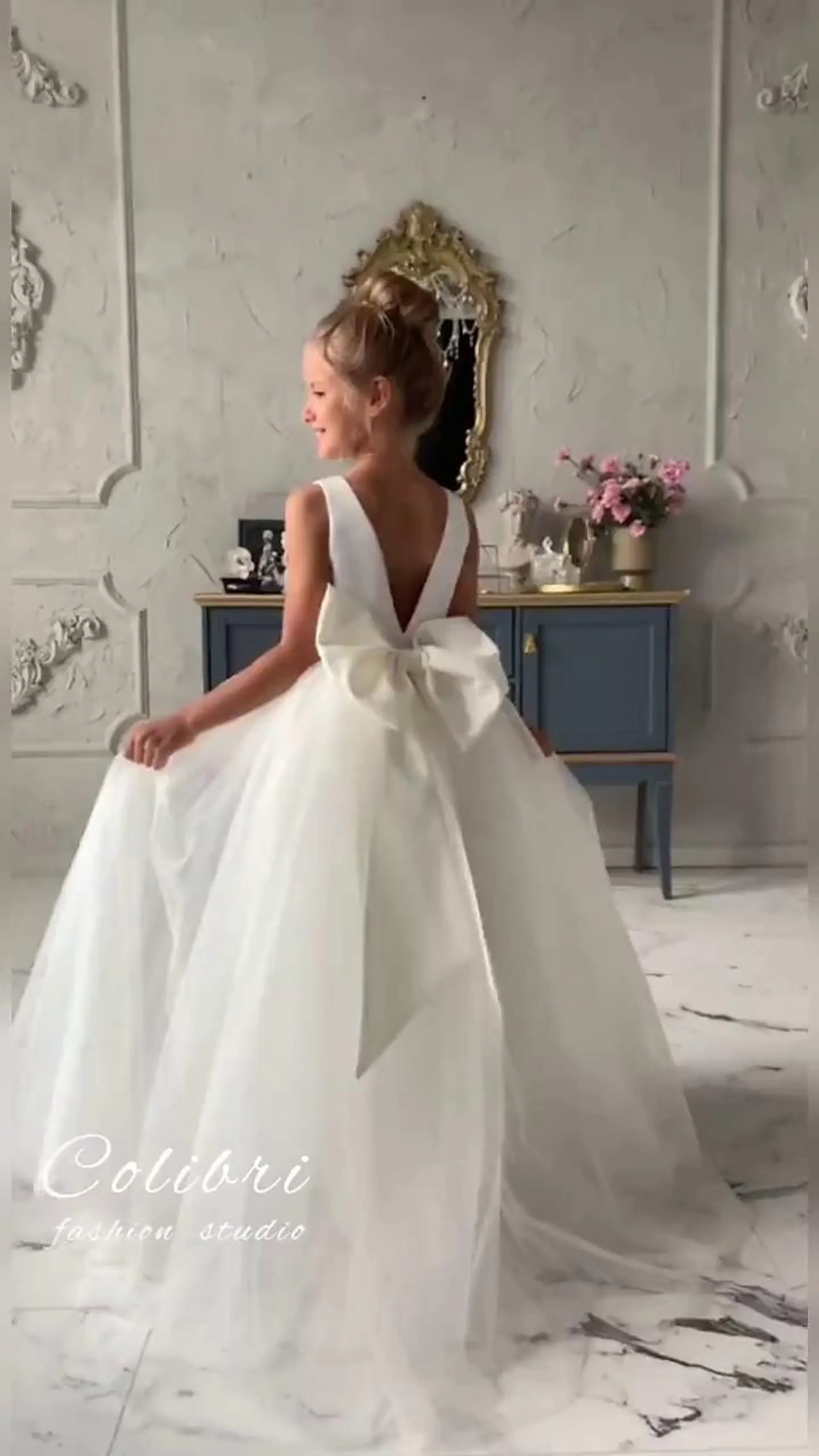 Niños Poco Chica Vestido Color sólido Vestido de una línea Rendimiento Boda Fiesta Malla Espalda al Aire Lazo Blanco Algodón Tul Asimétrico Sin Mangas Elegante Princesa Dulce Vestidos Primavera Verano