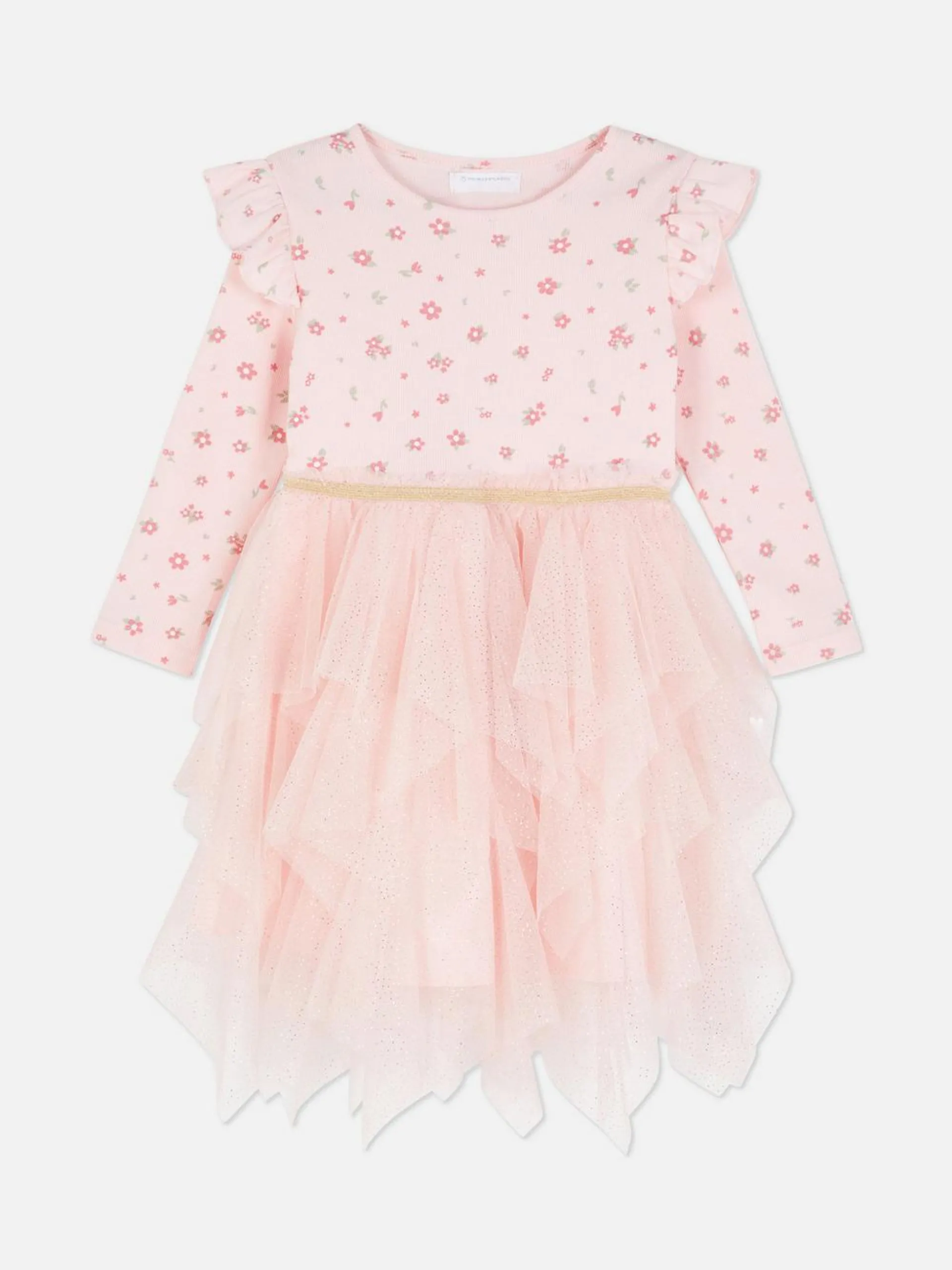 Vestido floral acanalado con tutú