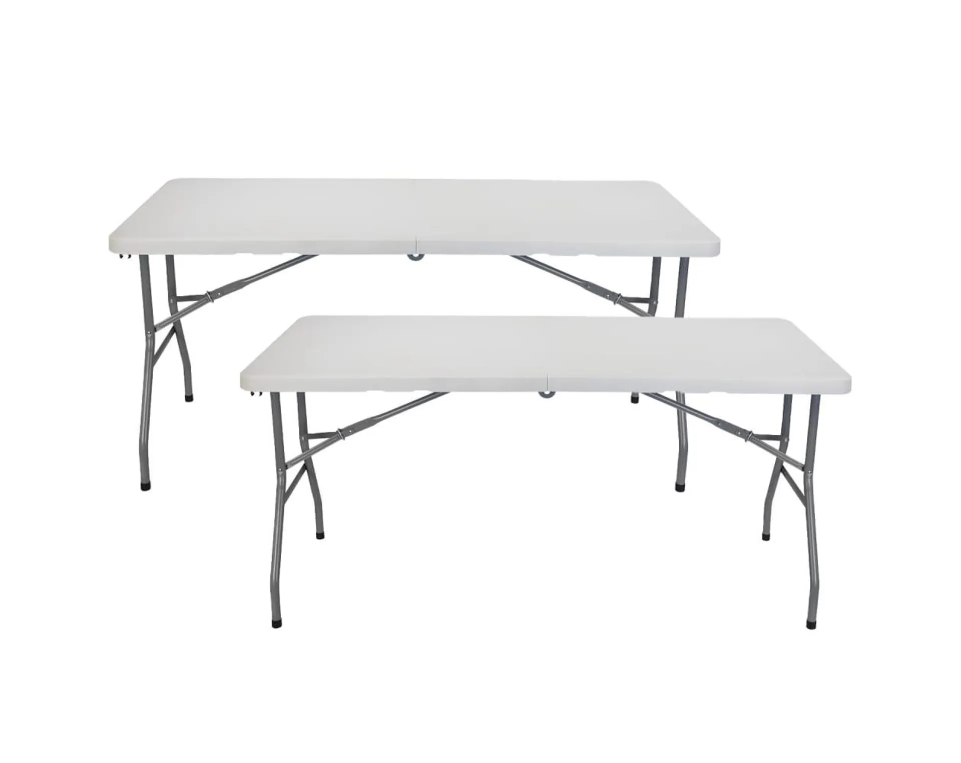 Pack 2 mesas plegables 150cm rectangular blanca catering o91