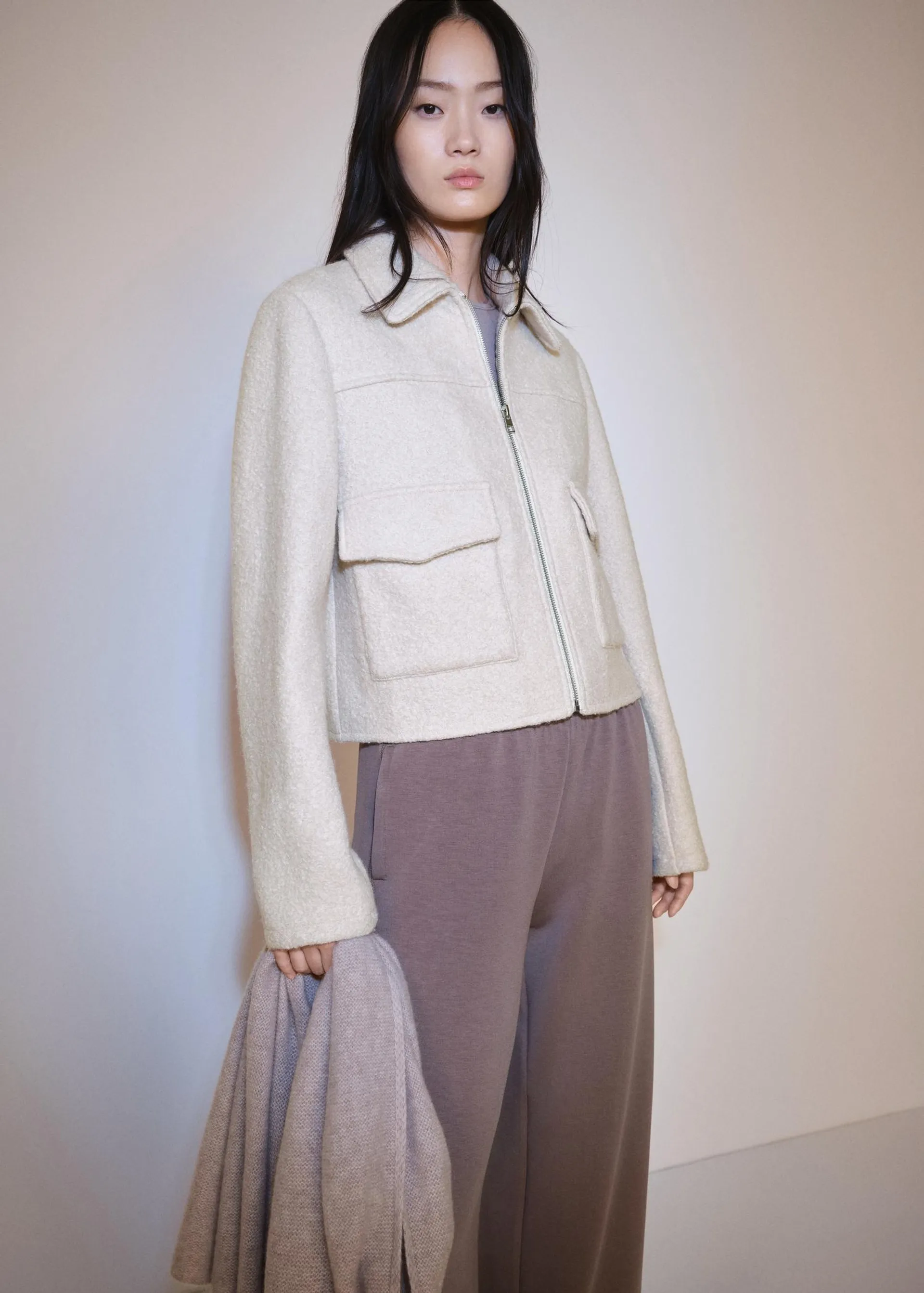 Chaqueta lana bolsillos