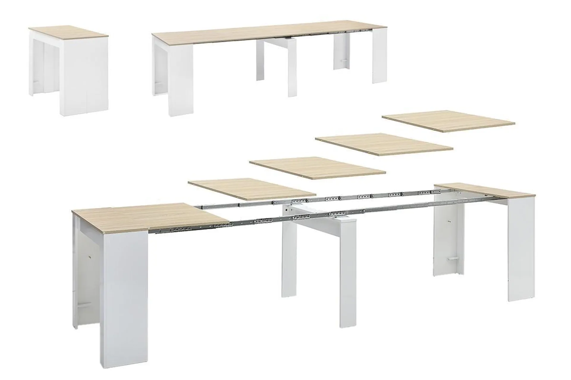 Mesa Consola extensible ALLONGO Blanco y Roble