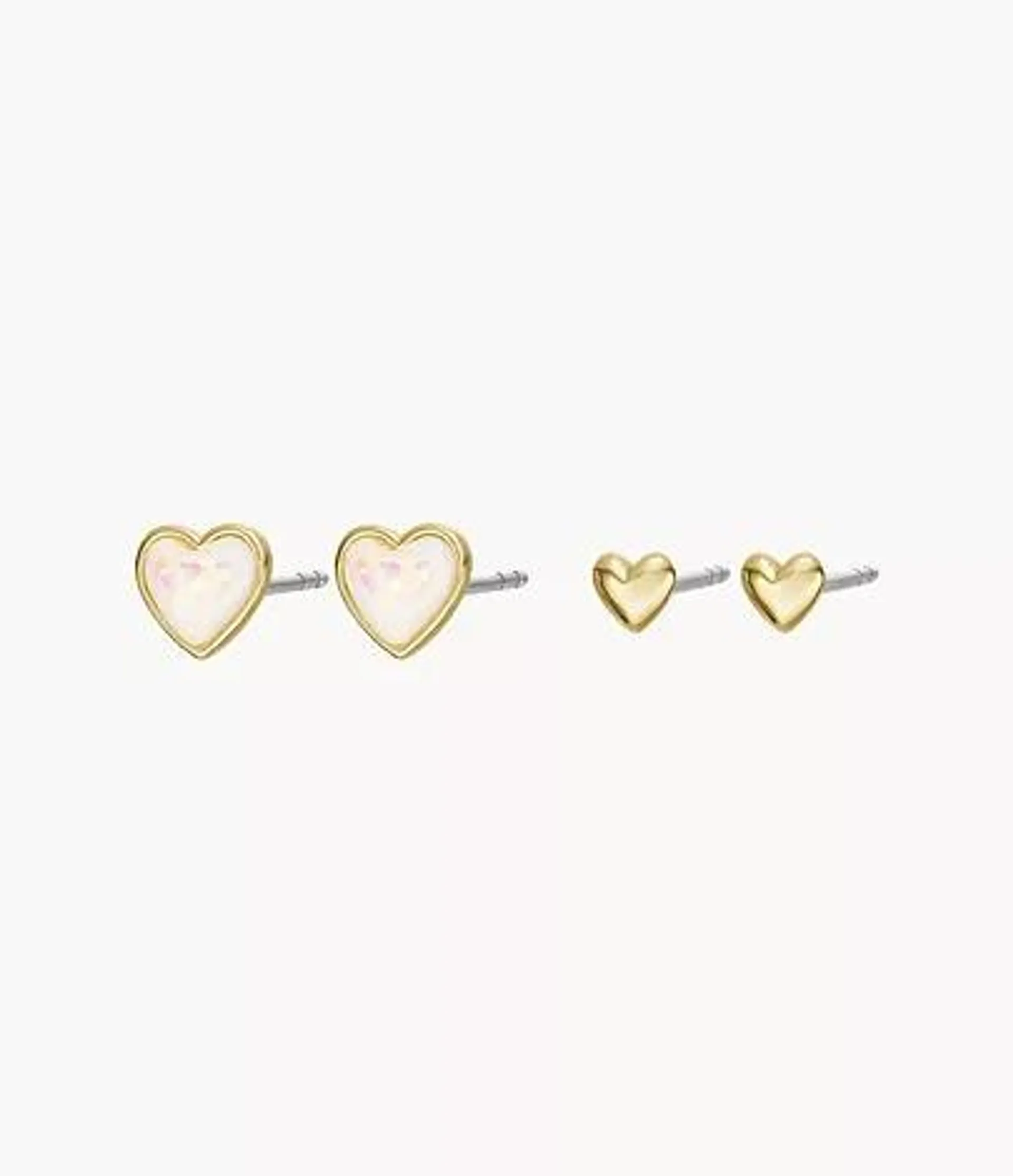 Conjunto de pendientes de botón en forma de corazón Core Gifts de latón en tono dorado