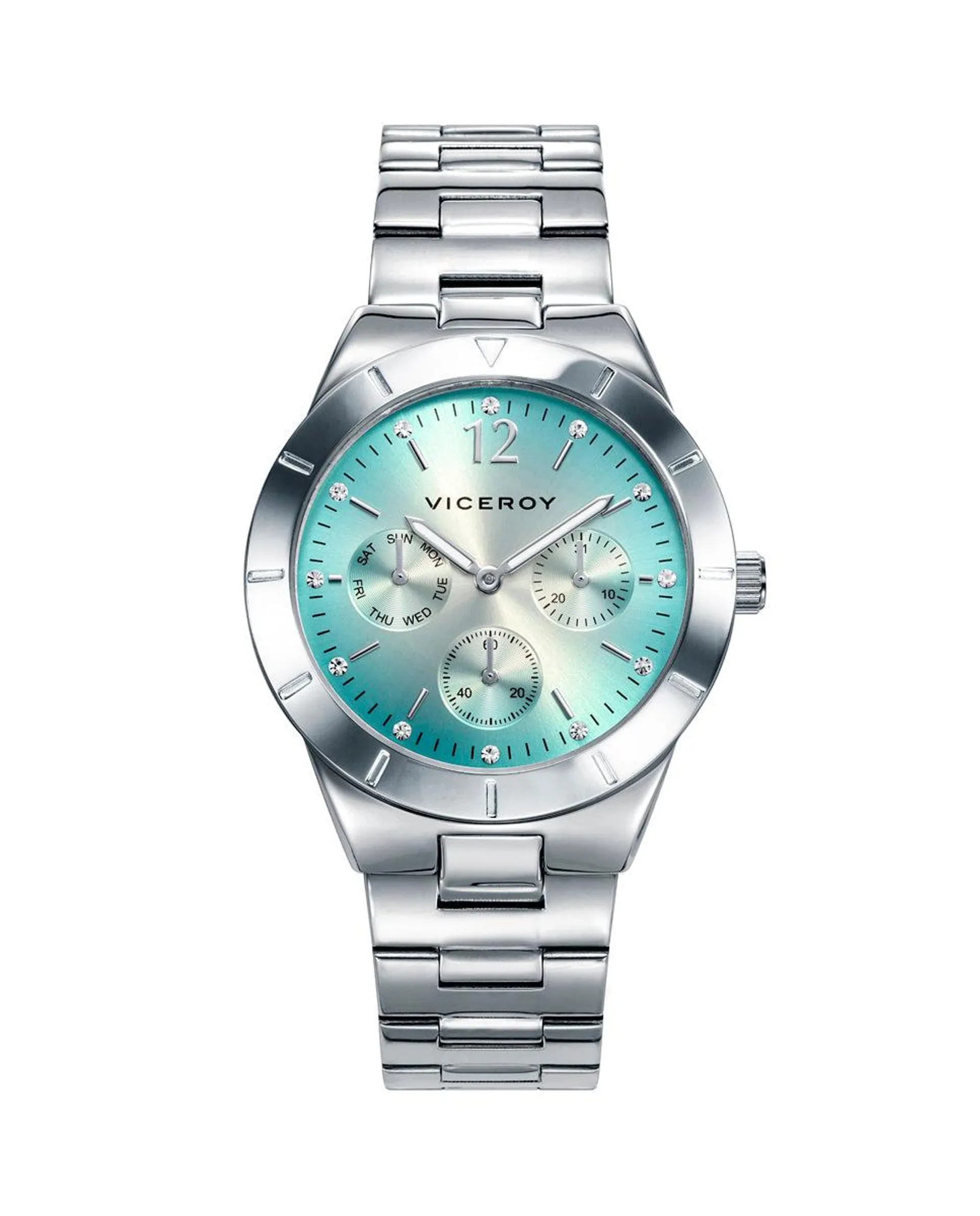 Reloj de mujer Chic multifunción de acero y esfera azul