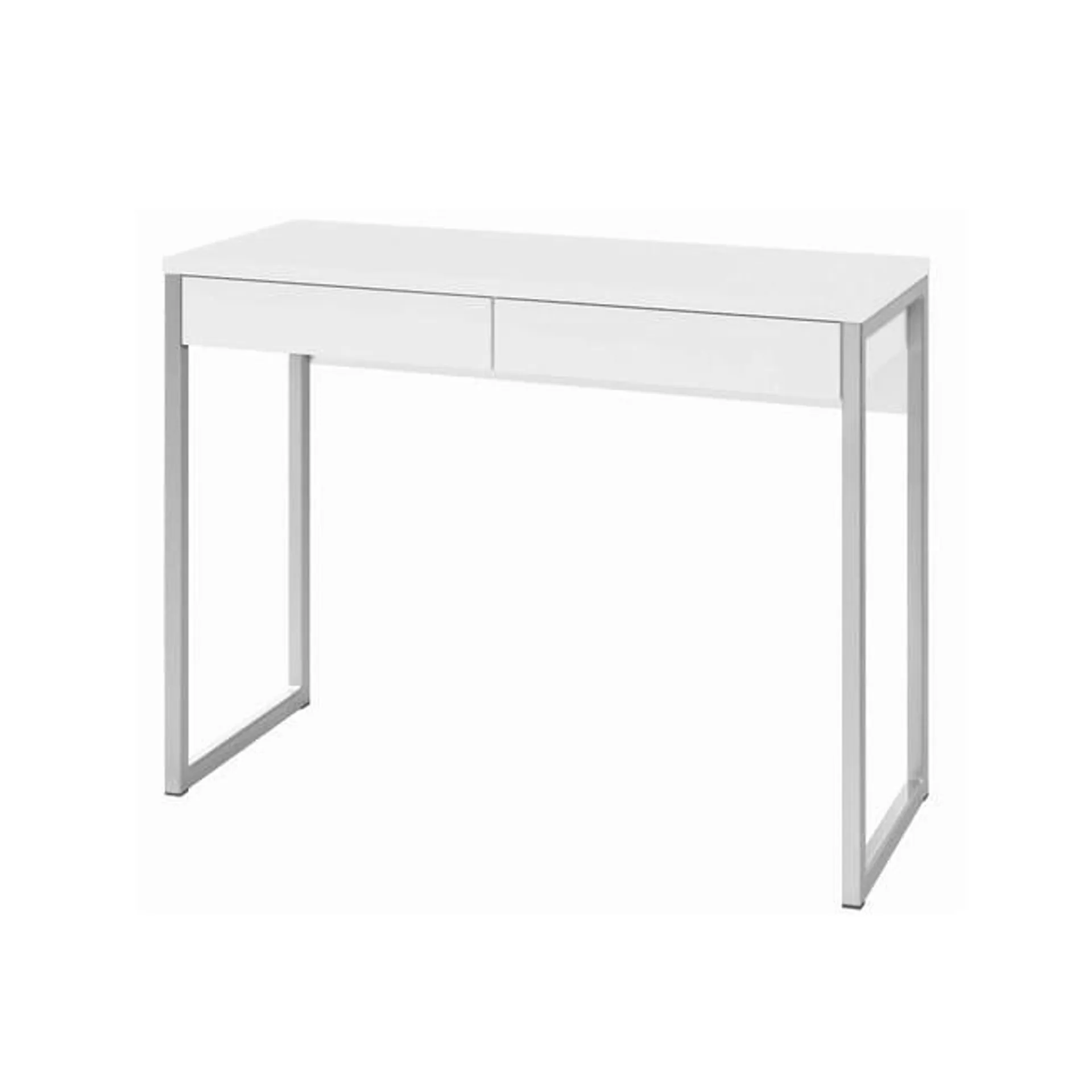 Escritorio de madera lacada en blanco "Otranto" con dos cajones y patas de metal 102x40 cm 77h