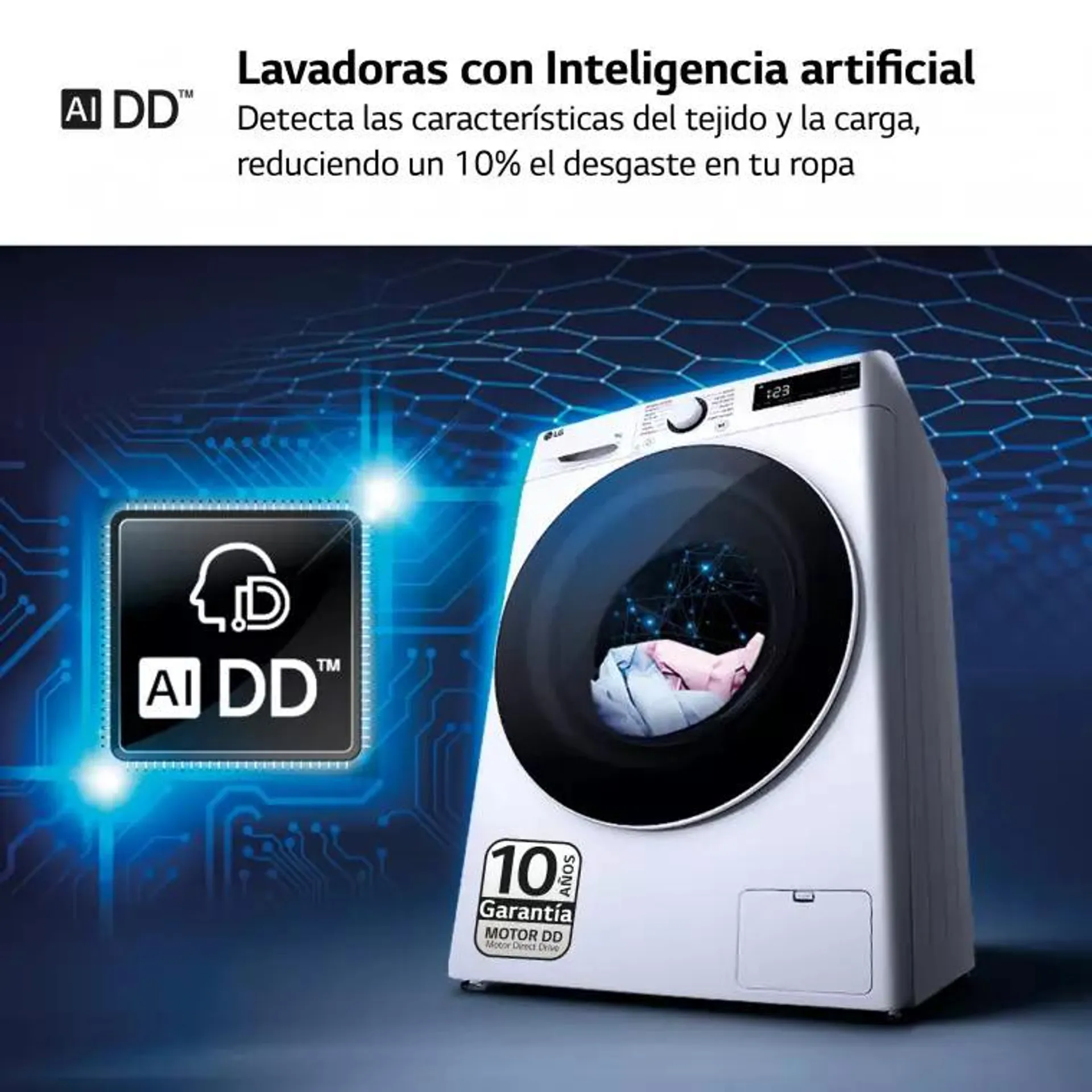 Lavadora 8Kg , 1200rpm, Un 10% más eficiente que A, Steam, Blanca