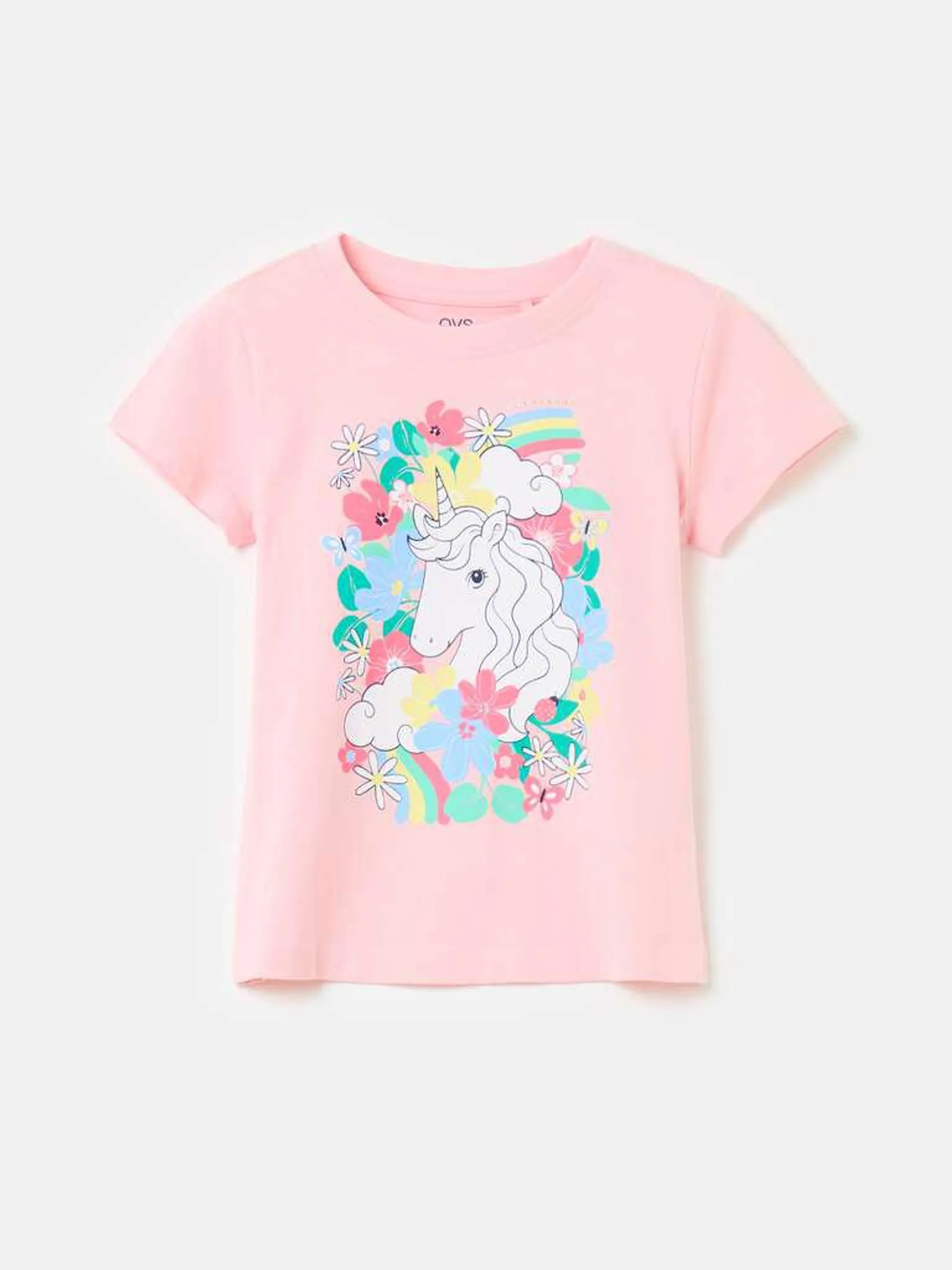 Camiseta de algodón con estampado Rosa Claro