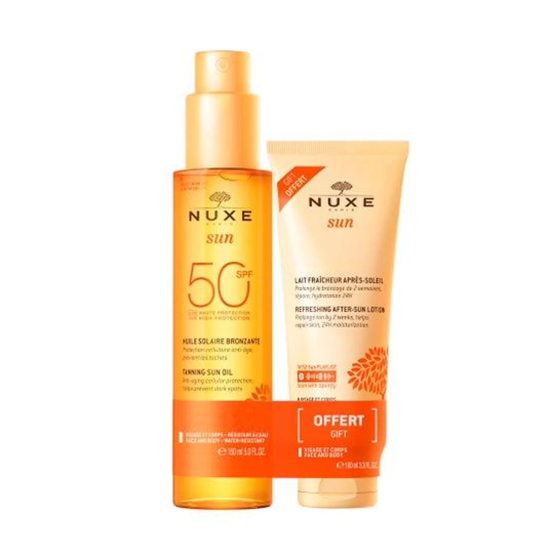 Nuxe Sun Aceite Solar Bronceador SPF50 150ml + Leche Refrescante After Sun 100ml